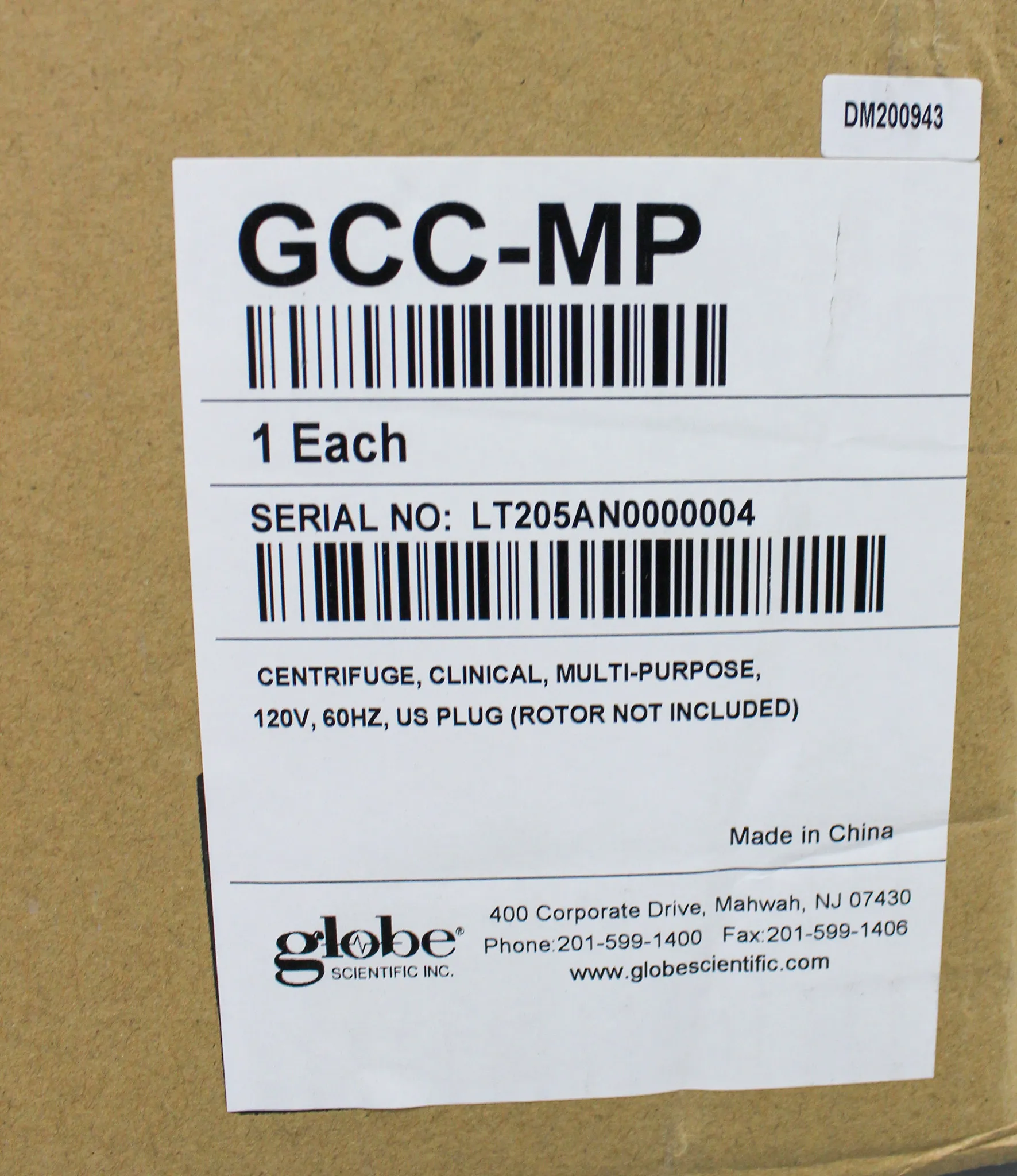 Globe Scientific Multi Purpose Centrifuge Model: GCC-MP