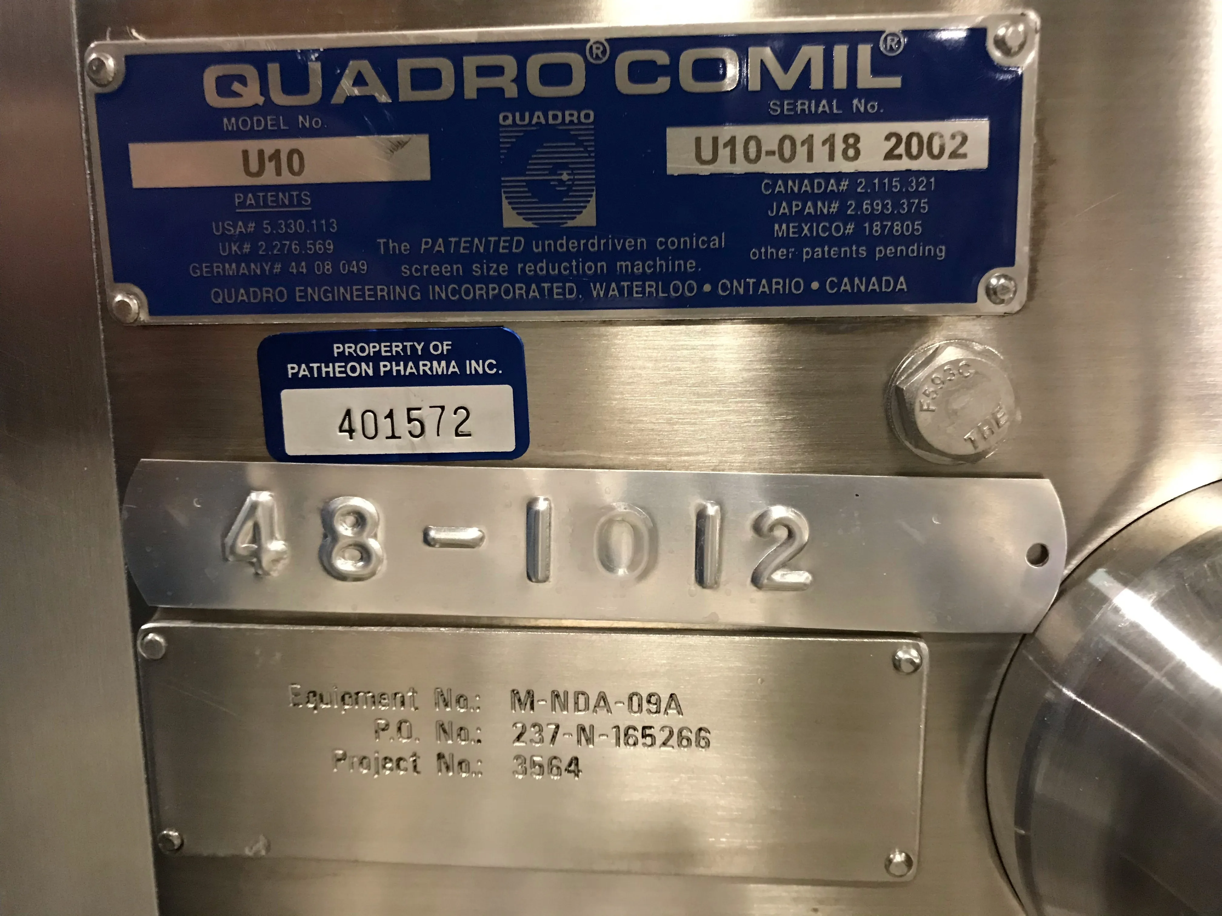 Quadro Comil U10 UNDERDRIVEN PROCESS MILL