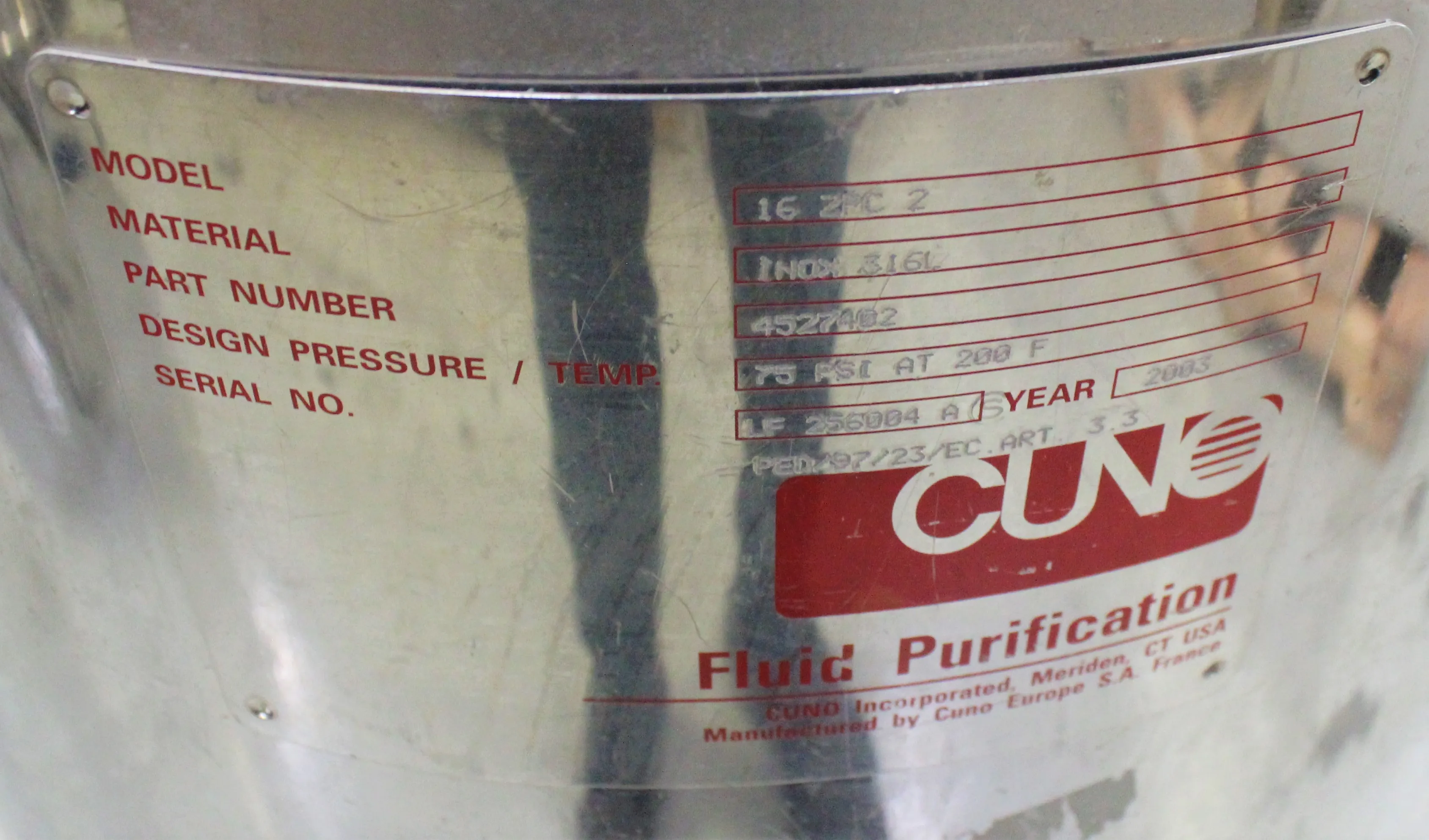 Used CUNO Stainless Steel Filter Housing 16 ZPC 2 with 30-Day Warranty