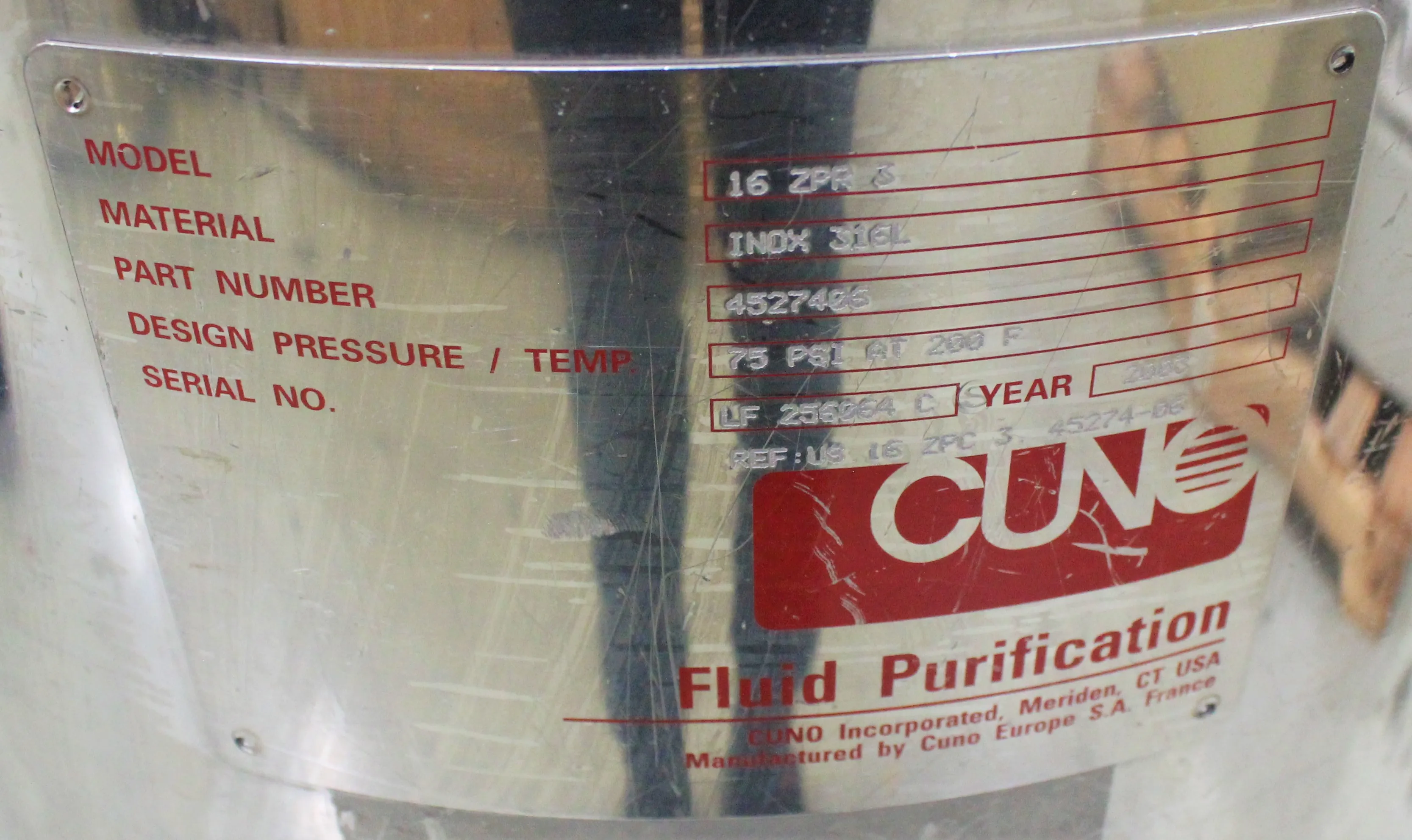 Used CUNO 16 ZPR 3 Stainless Steel Filter Housing