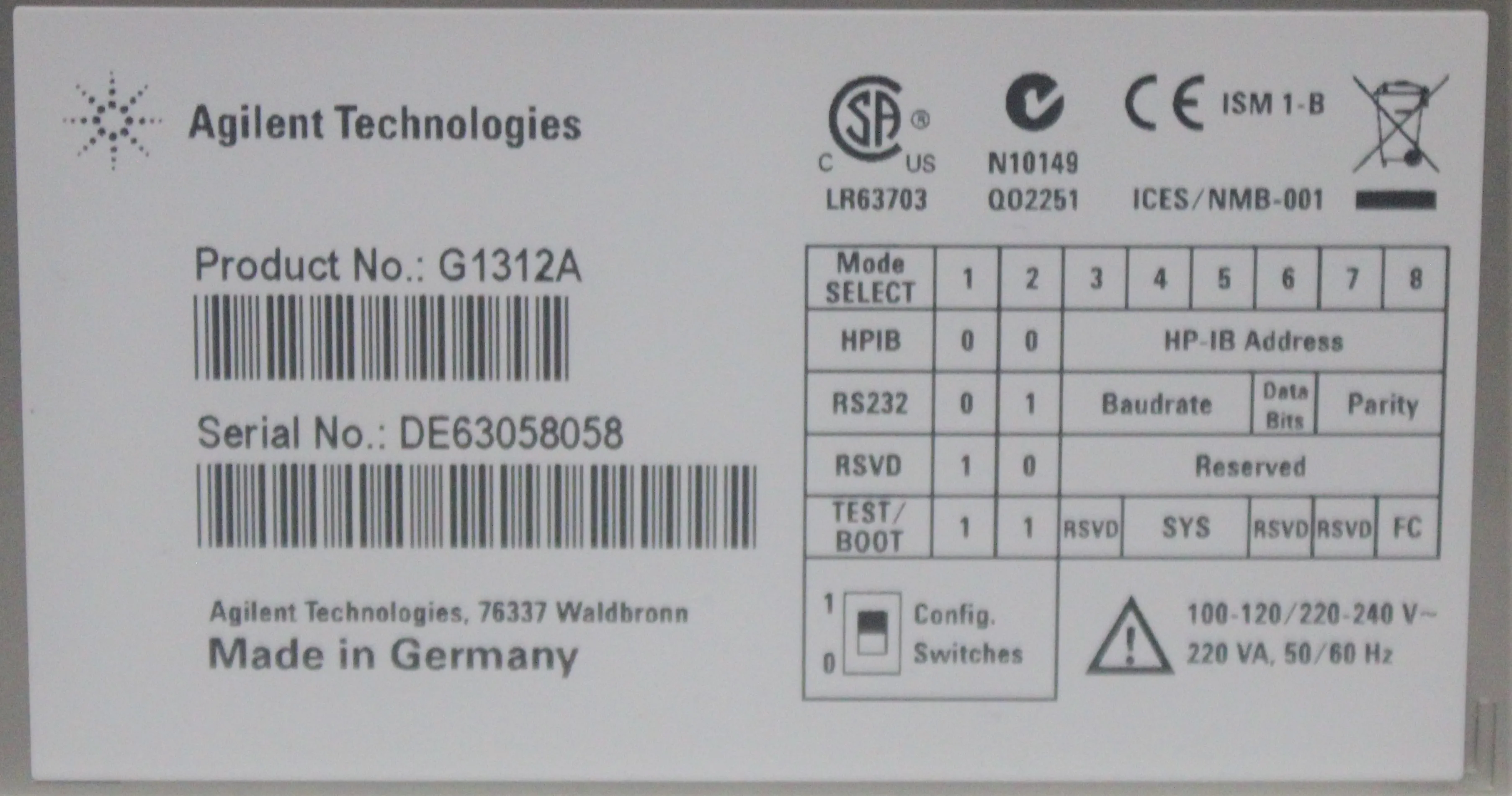 Agilent G1312A Pump