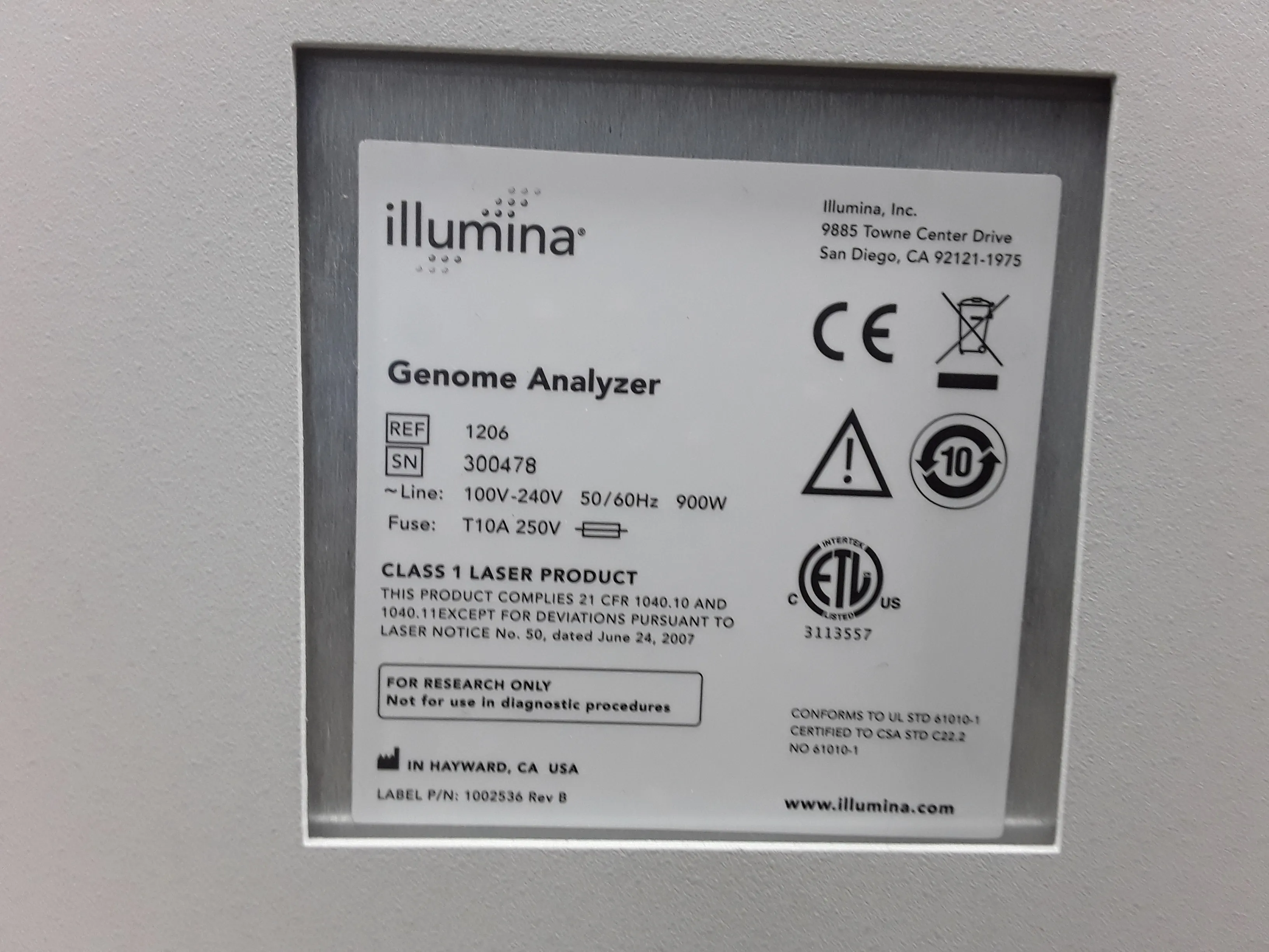 Illumina Analyzer IIx/1206/ Paired End Module 181 DNA Sequencer