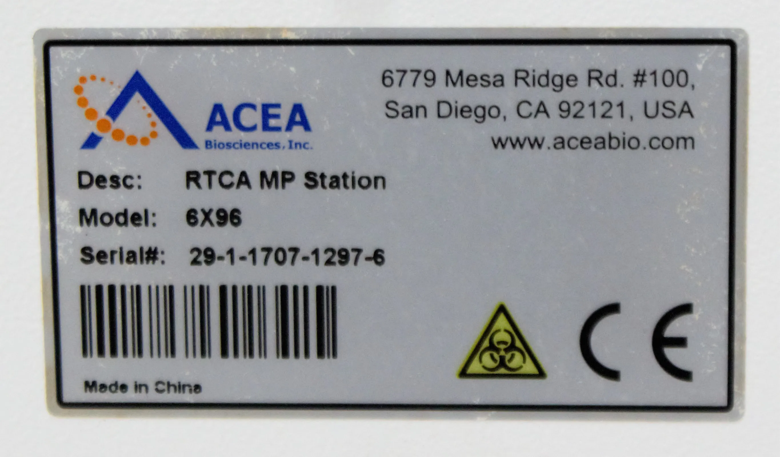 ACEA Biosciences xCELLigence RTCA W380 & RTCA MP Station 6X96