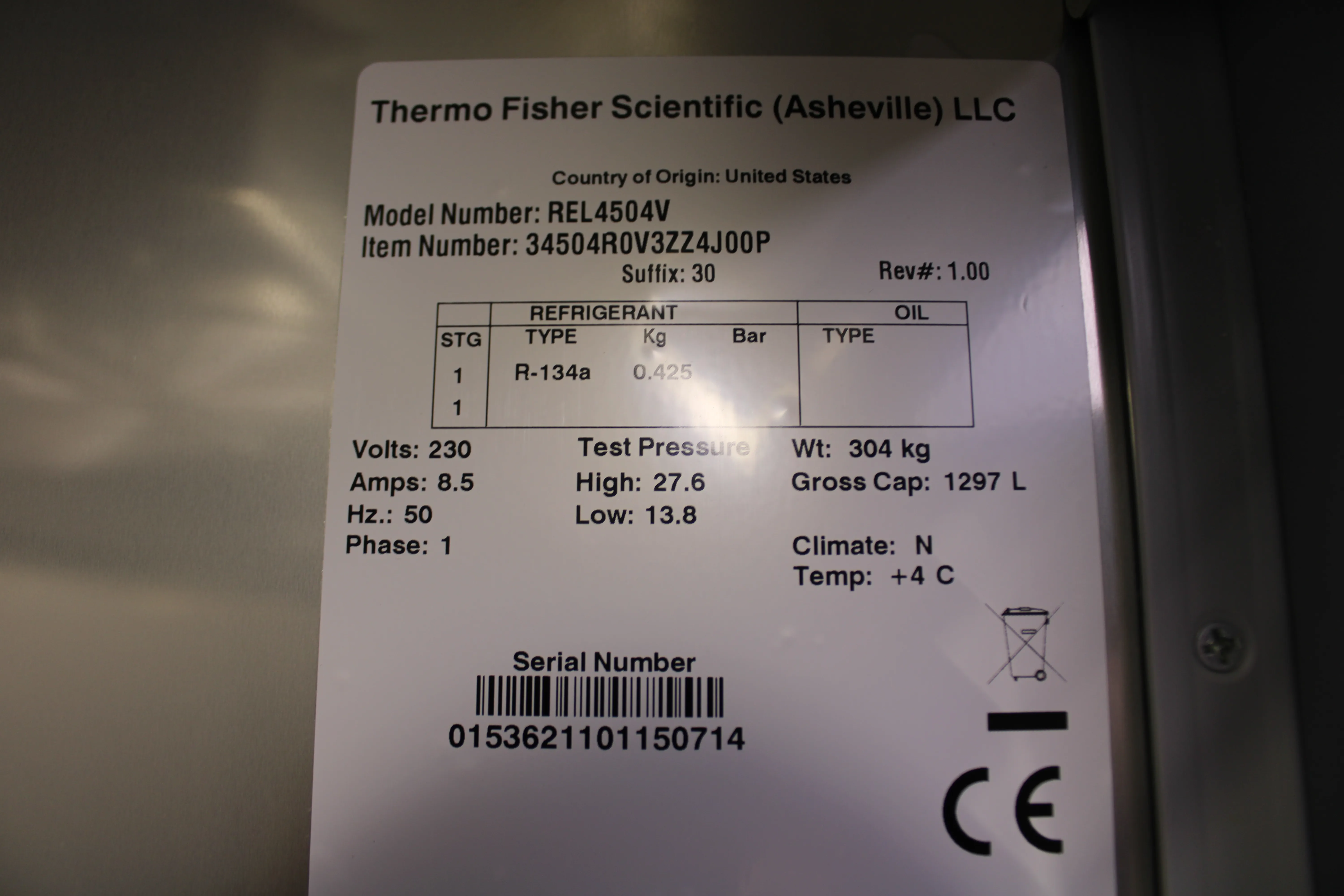 Thermo Fisher Scientific Refrigerator +4C REL4504V