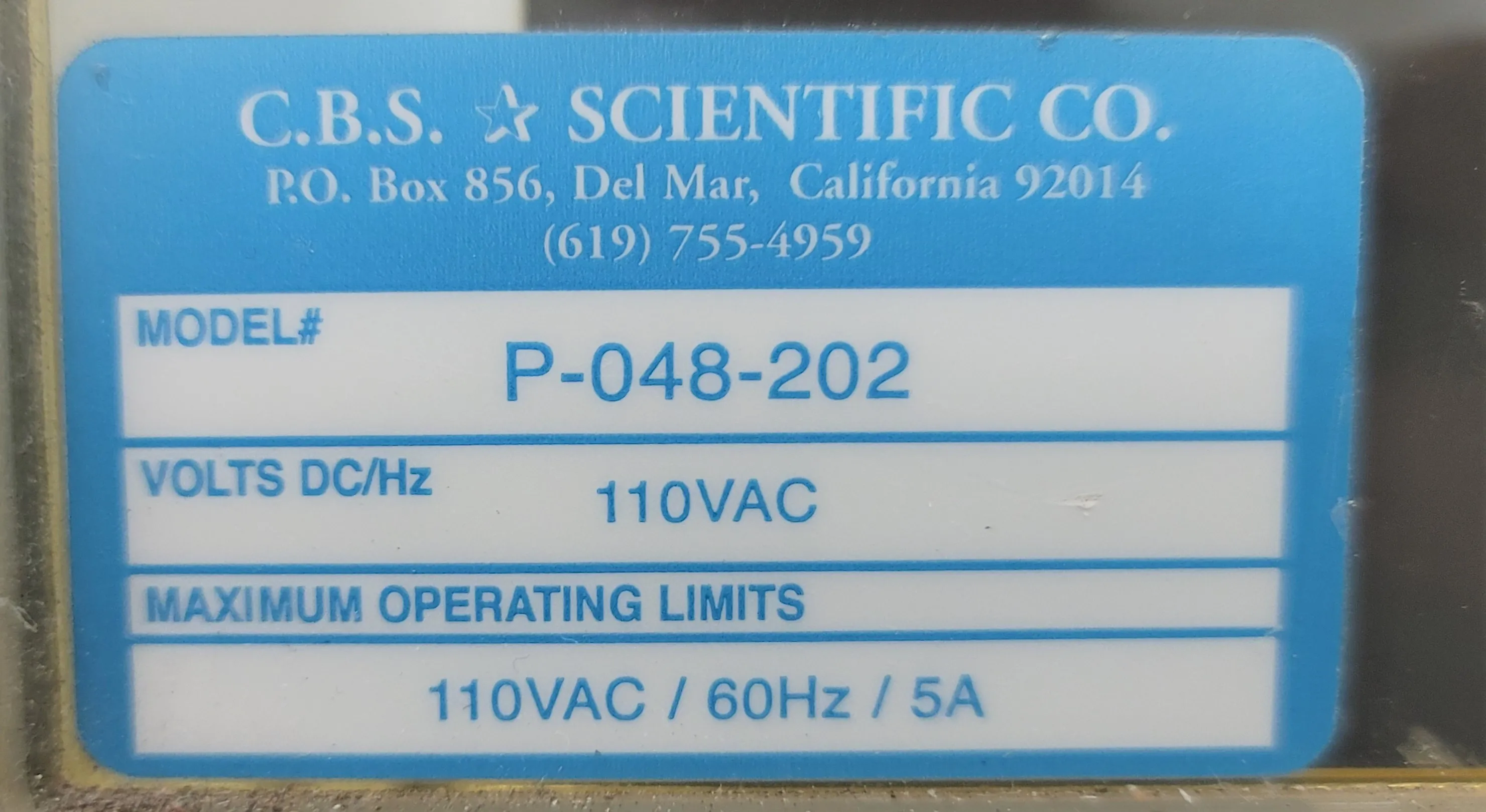 Used C.B.S. Scientific P-048-202 PCR Enclosure Hood