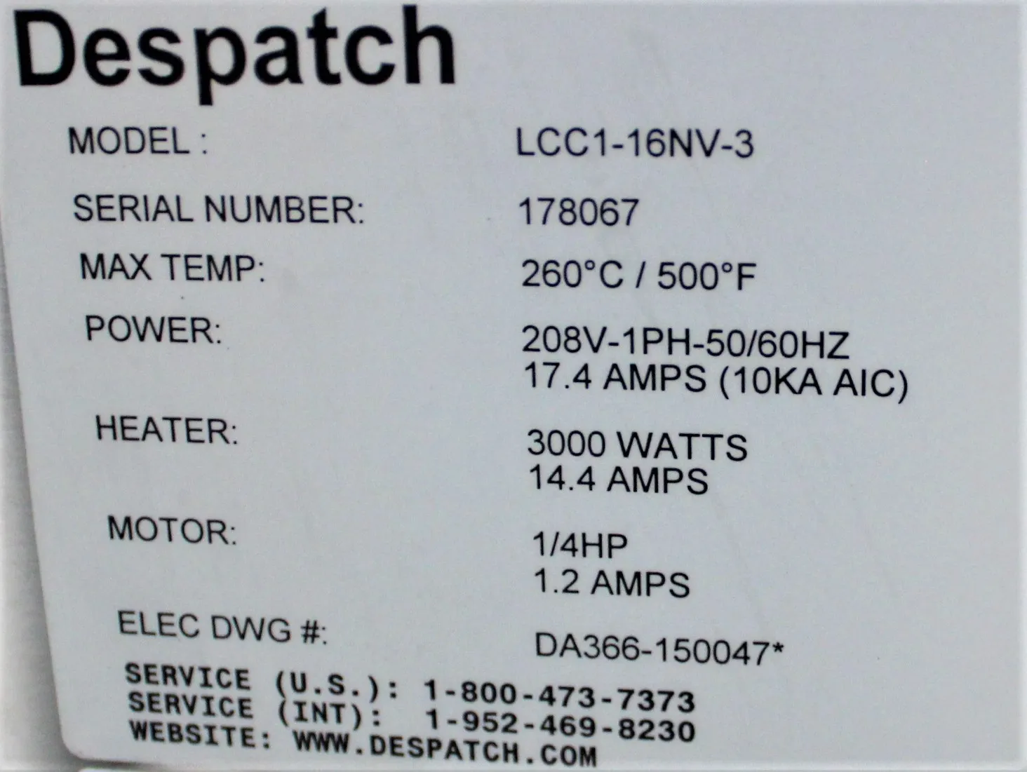 Despatch LCC1-16NV-3 Double Stack Series Incubator Oven with MRC 51000015AF Chart Recorder