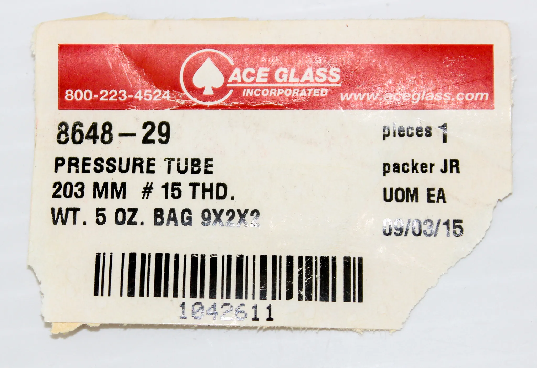 Ace Glass 8648-29 Pressure Tubes and Plunger Valves