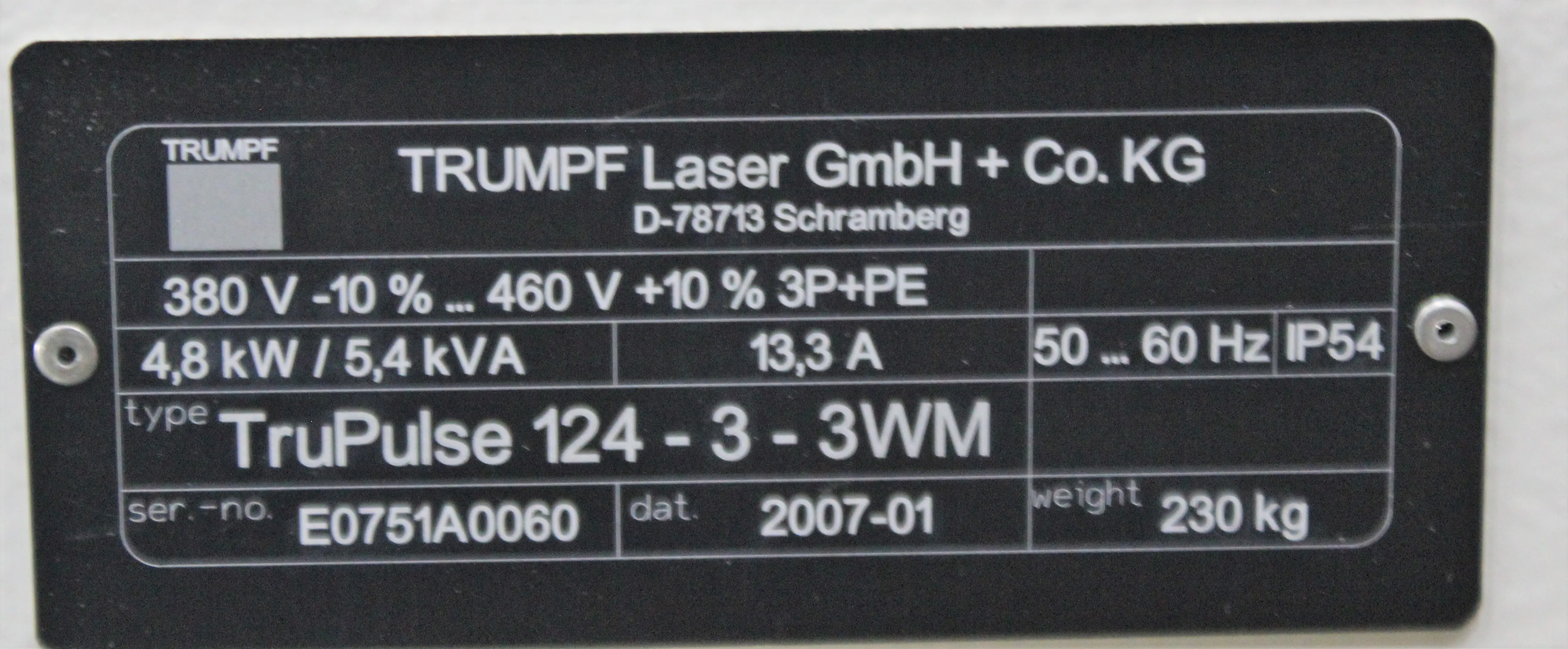 Used Trumpf Inc. TruPulse 124 - 3 - 3WM Laser