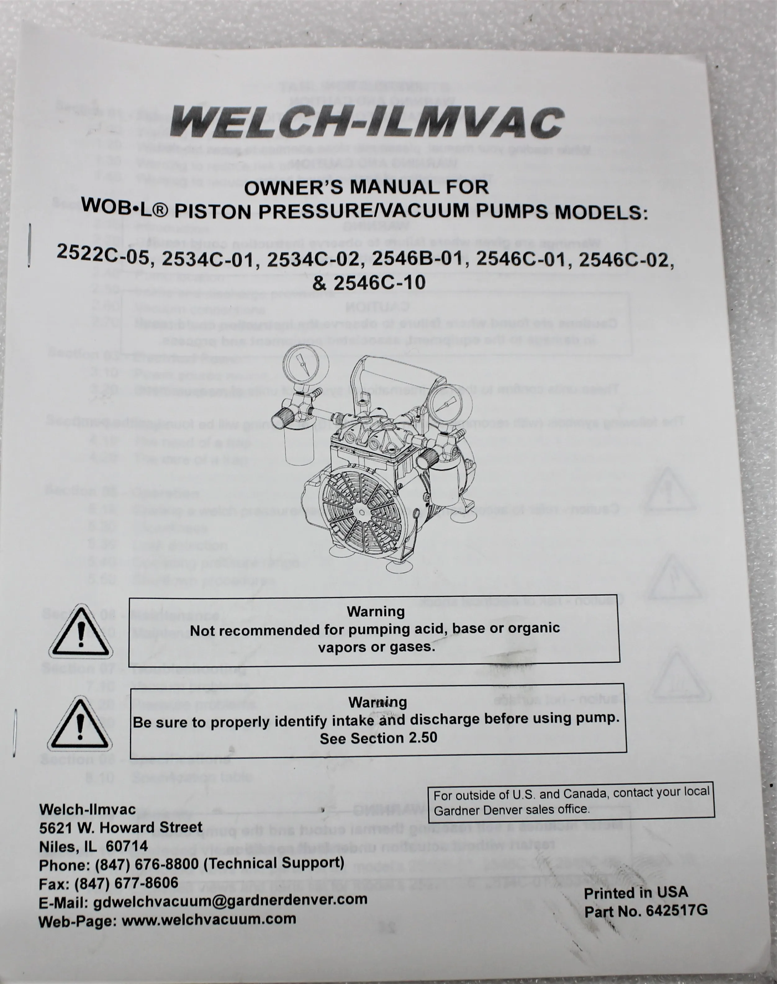 Welch WOB-L 2546B-01 Vacuum Pump