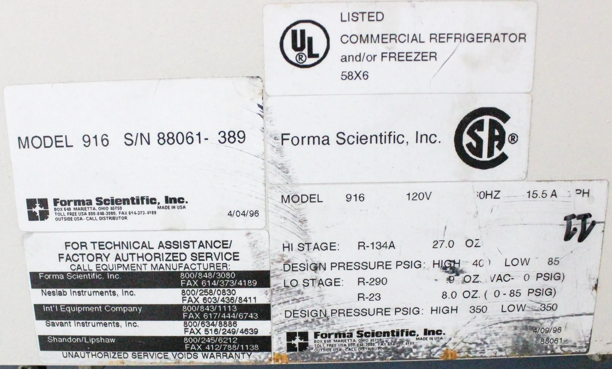 Forma Scientific Ultra Low Temperature -86C Freezer Model 916