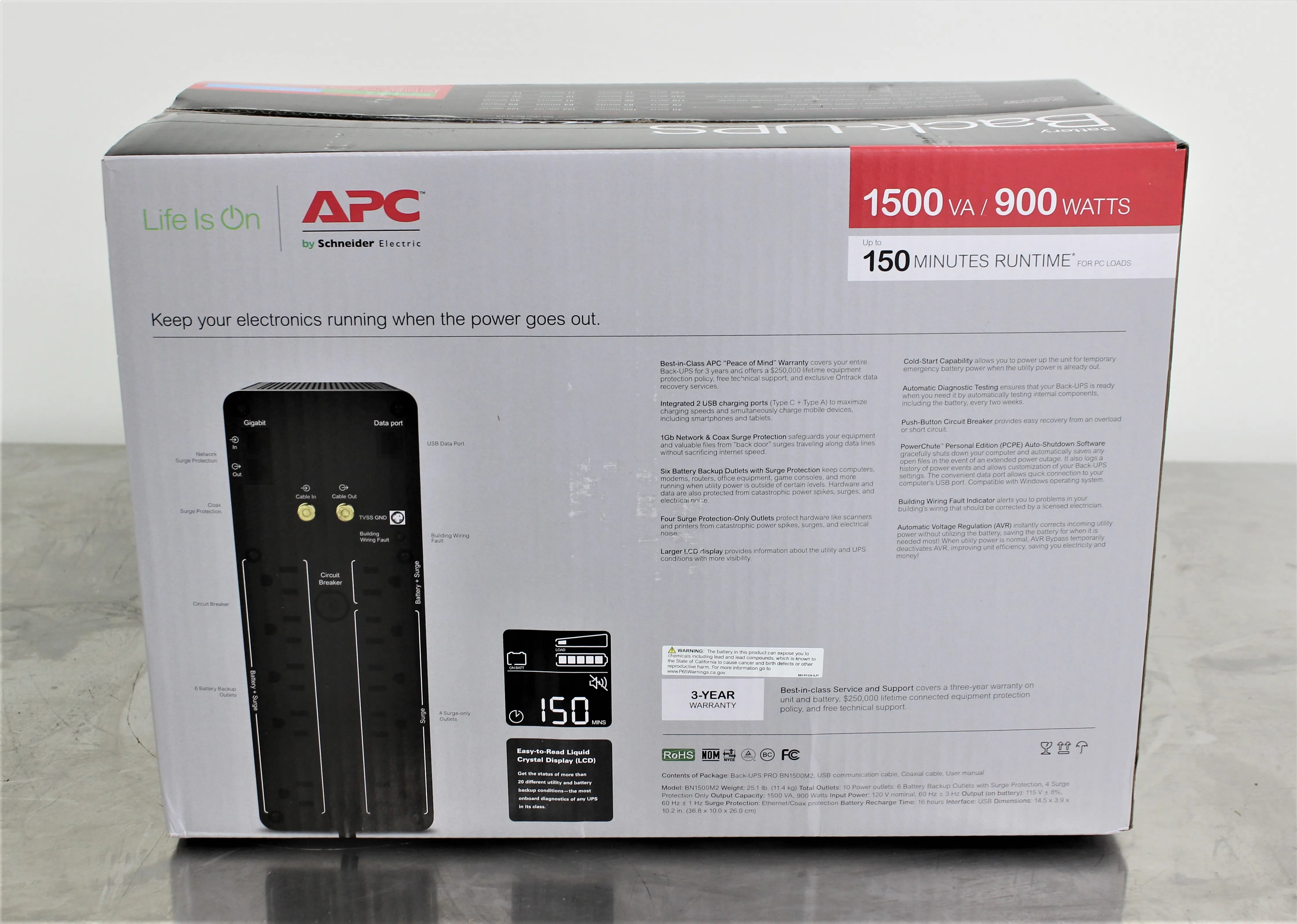 APC Back-UPS Pro BN1500M2 900Watts /1.5kVA Power Supply - UPS