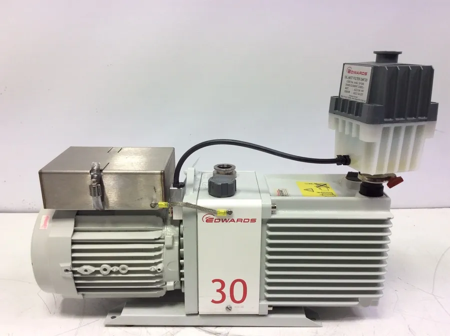 Edwards E2M30 Dual Stage Rotary Vane Vacuum Pump with EMF20 Oil Mist Filter