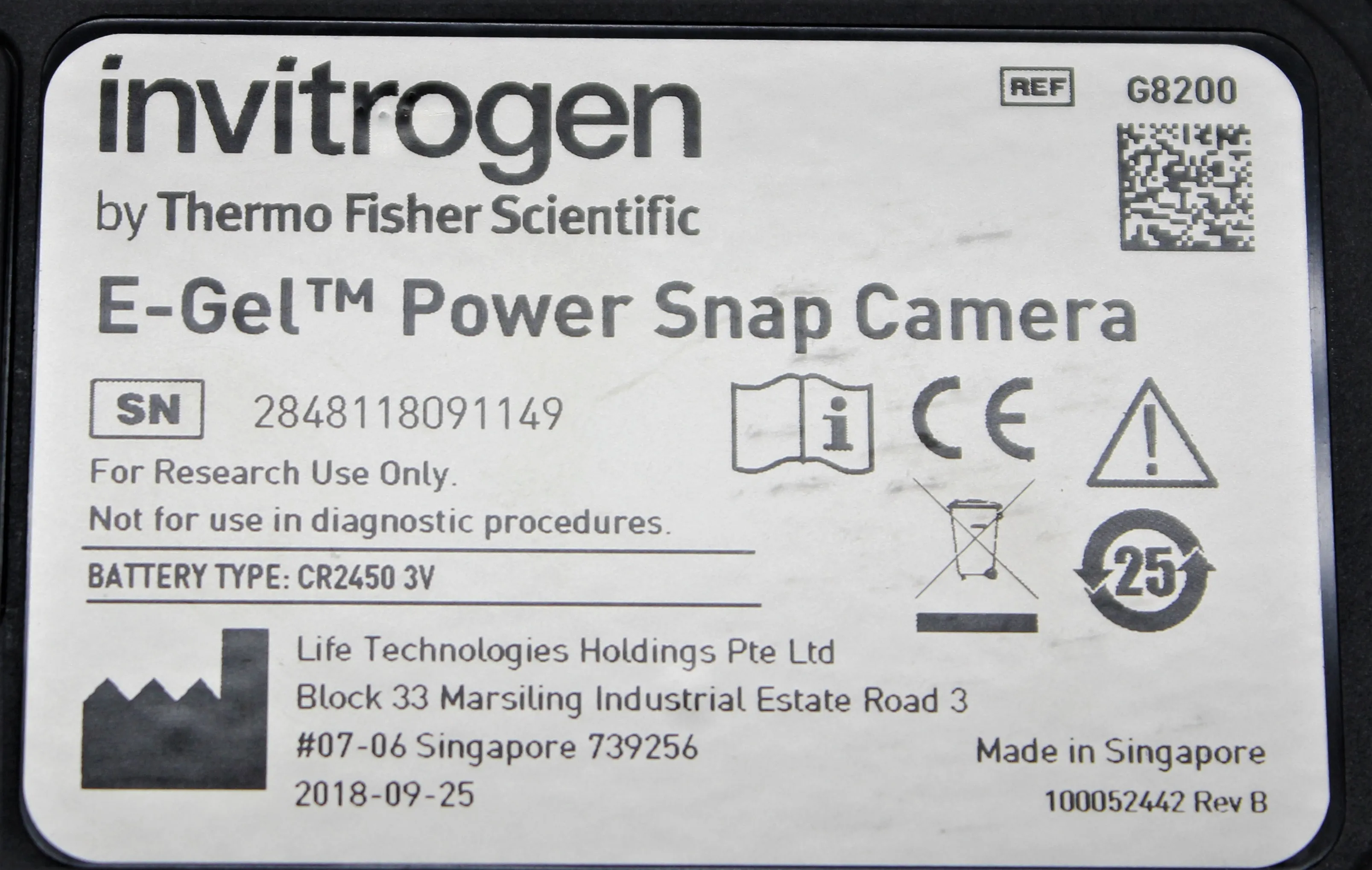 Invitrogen E-Gel Power Snap Camera G8200