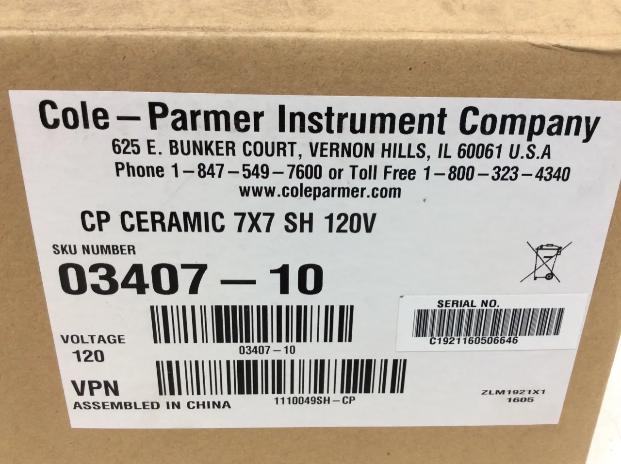 Cole Parmer Ceramic Stabletemp Stirring Hot Plate 7x7 03407-10 Class 1 Lab Equipment