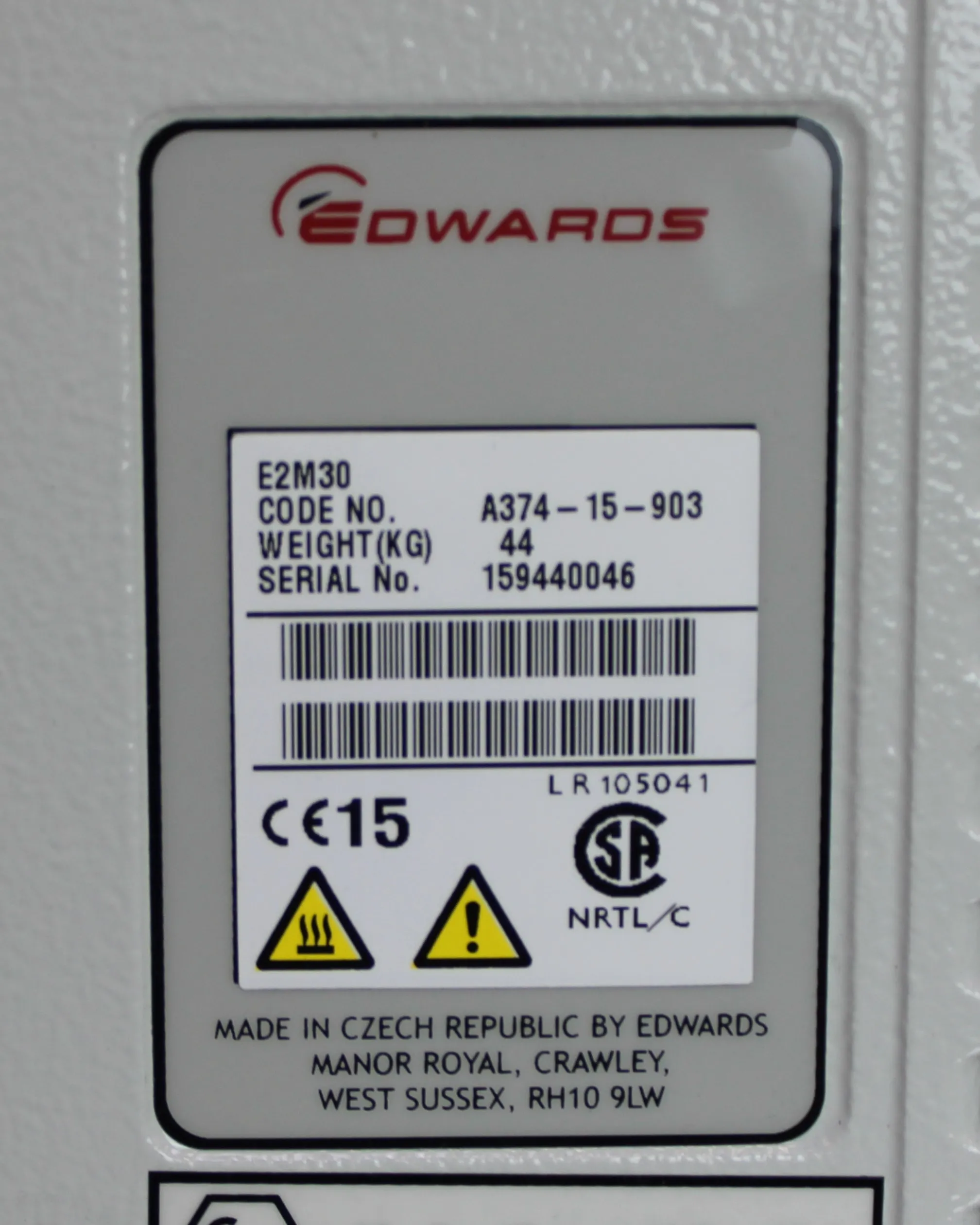 Edwards E2M30 Rotary Vane Vacuum Pump A37415903