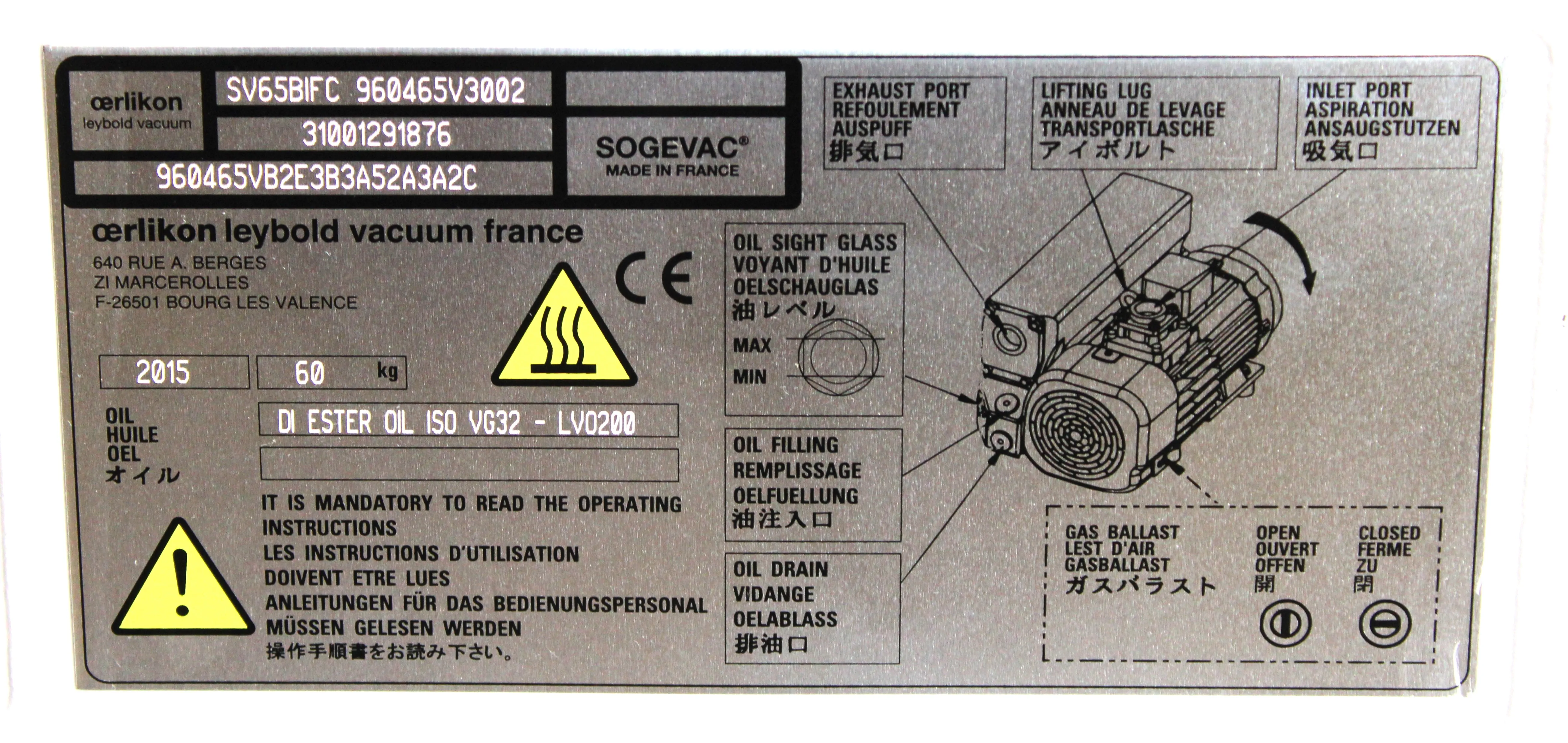 Sogevac SV65 BI FC Vacuum Pump