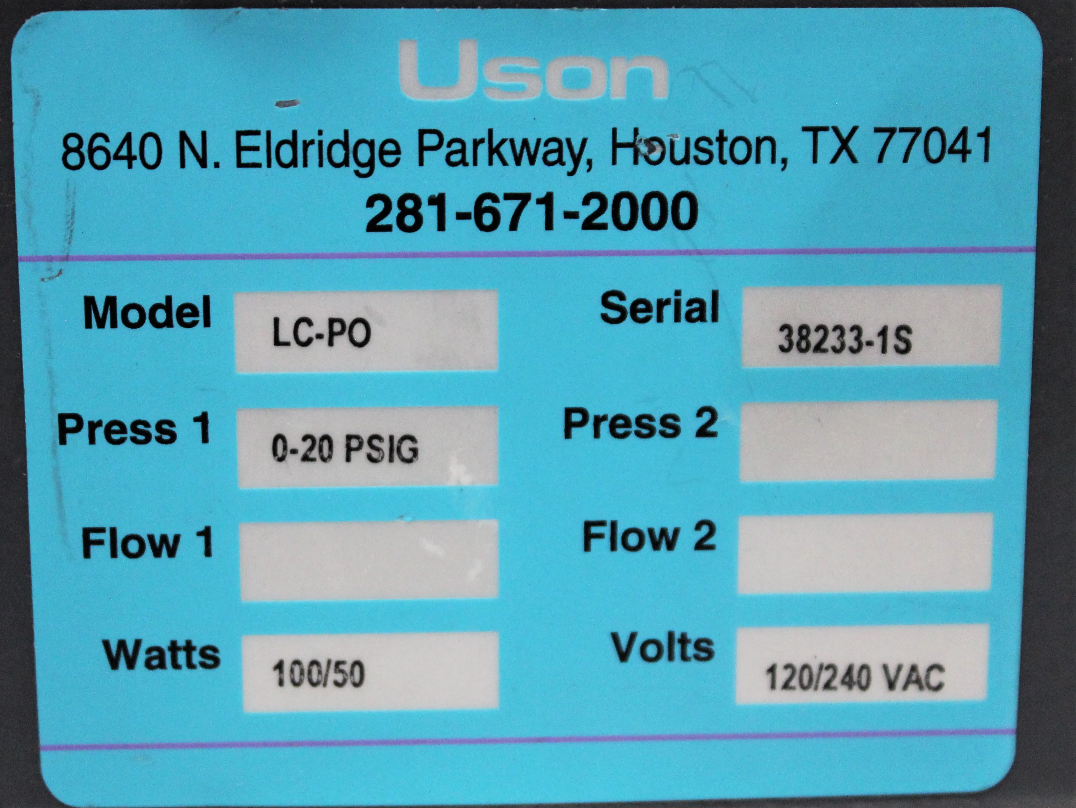 Used Uson LC-PO Air Flow Meter