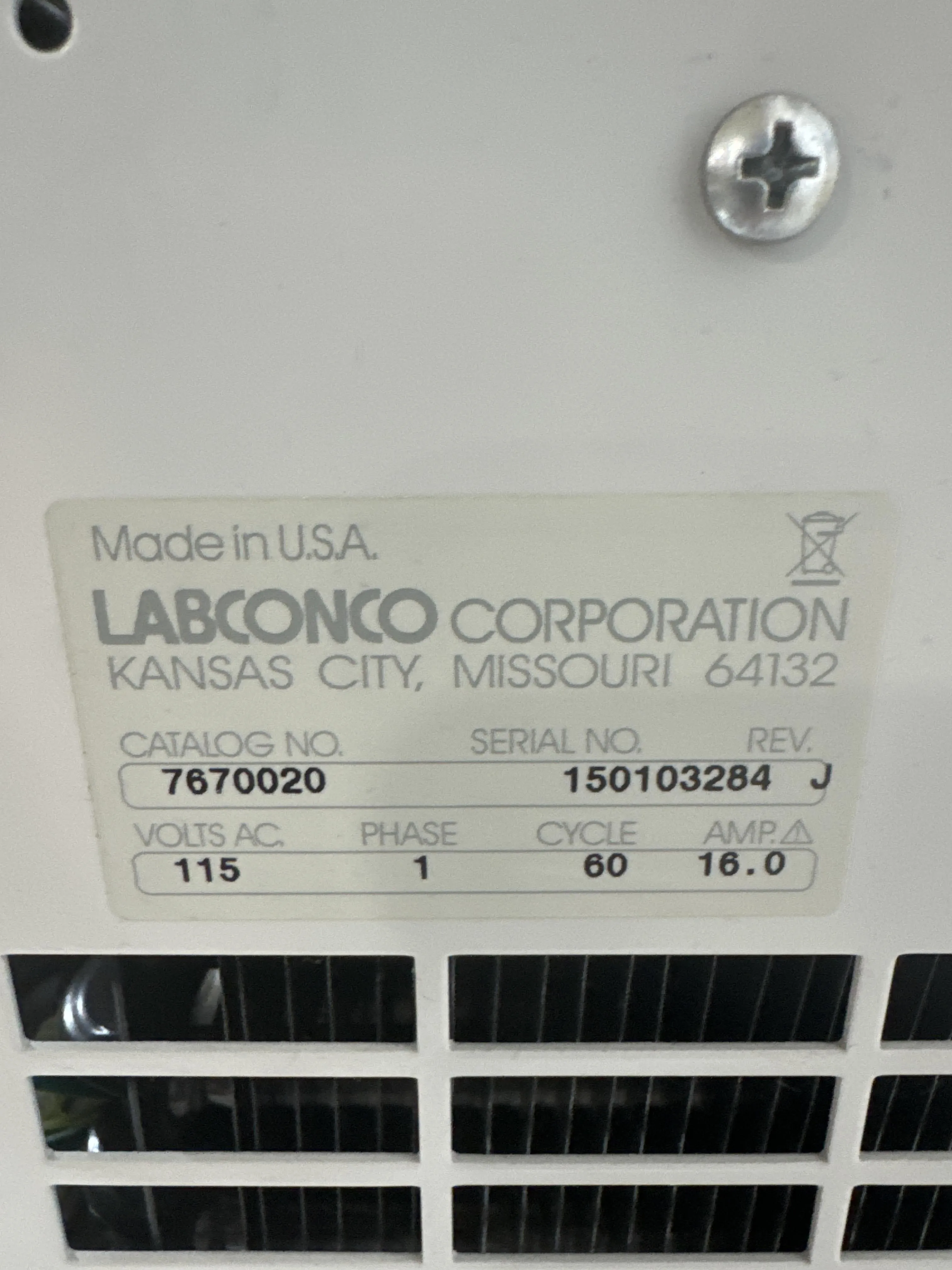 Labconco FreeZone 2.5 Plus Benchtop Freeze Dryer w/Manifolds