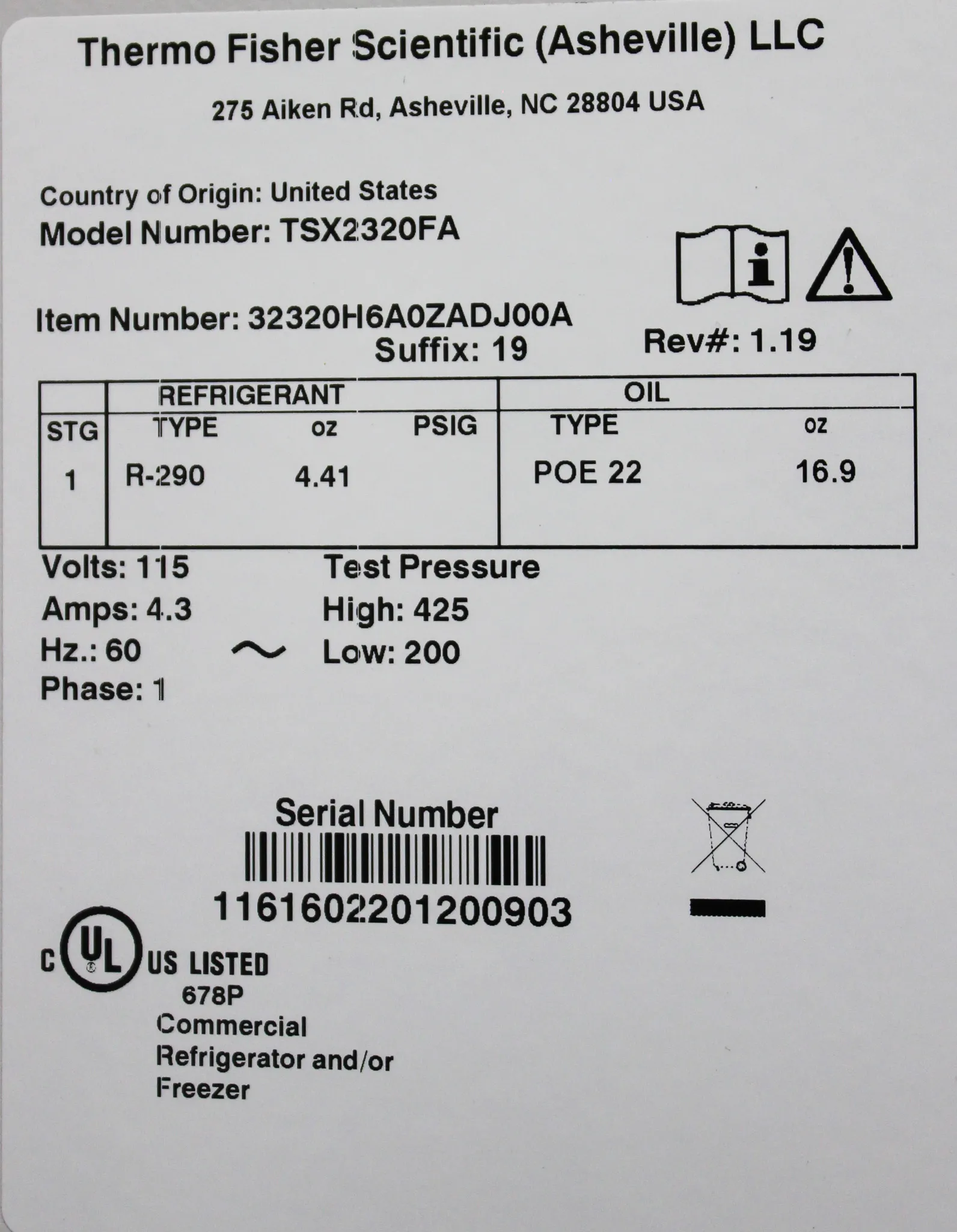 Thermo Scientific TSX Series High Performance -20C Manual Defrost Lab Freezer TSX2320FA