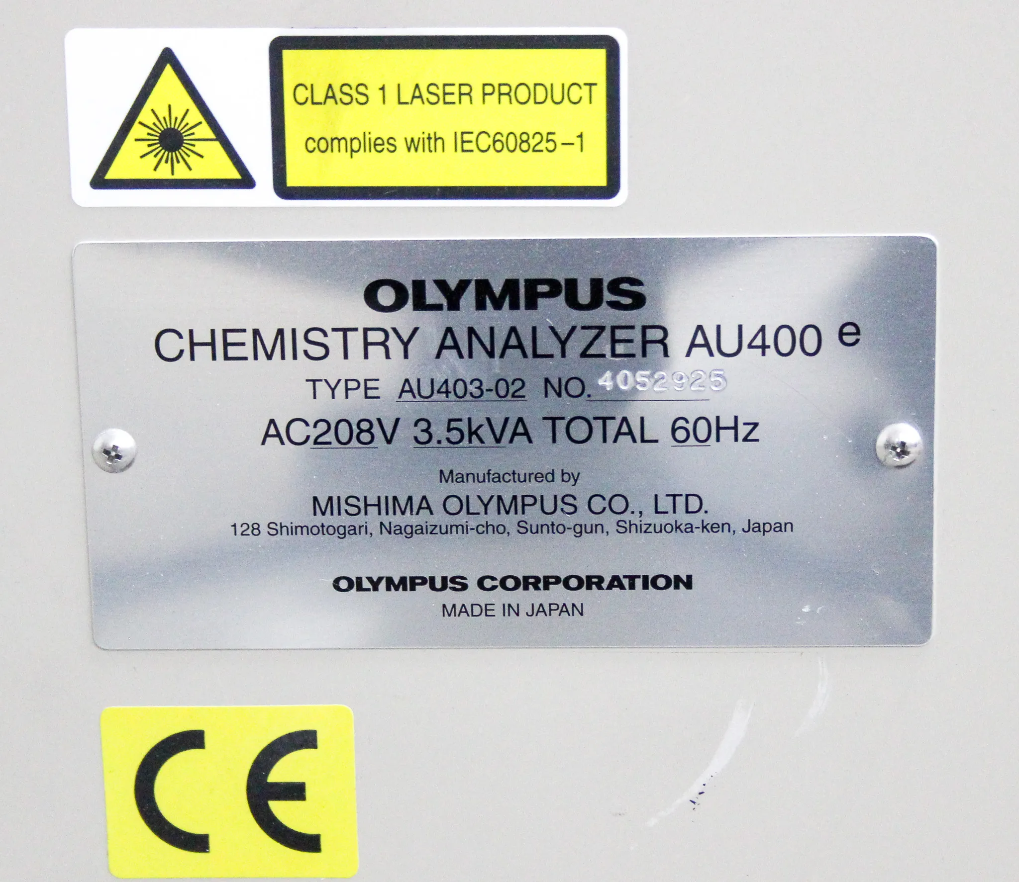 Olympus AU400 Chemistry Analyzer E Life Science Lab Equipment