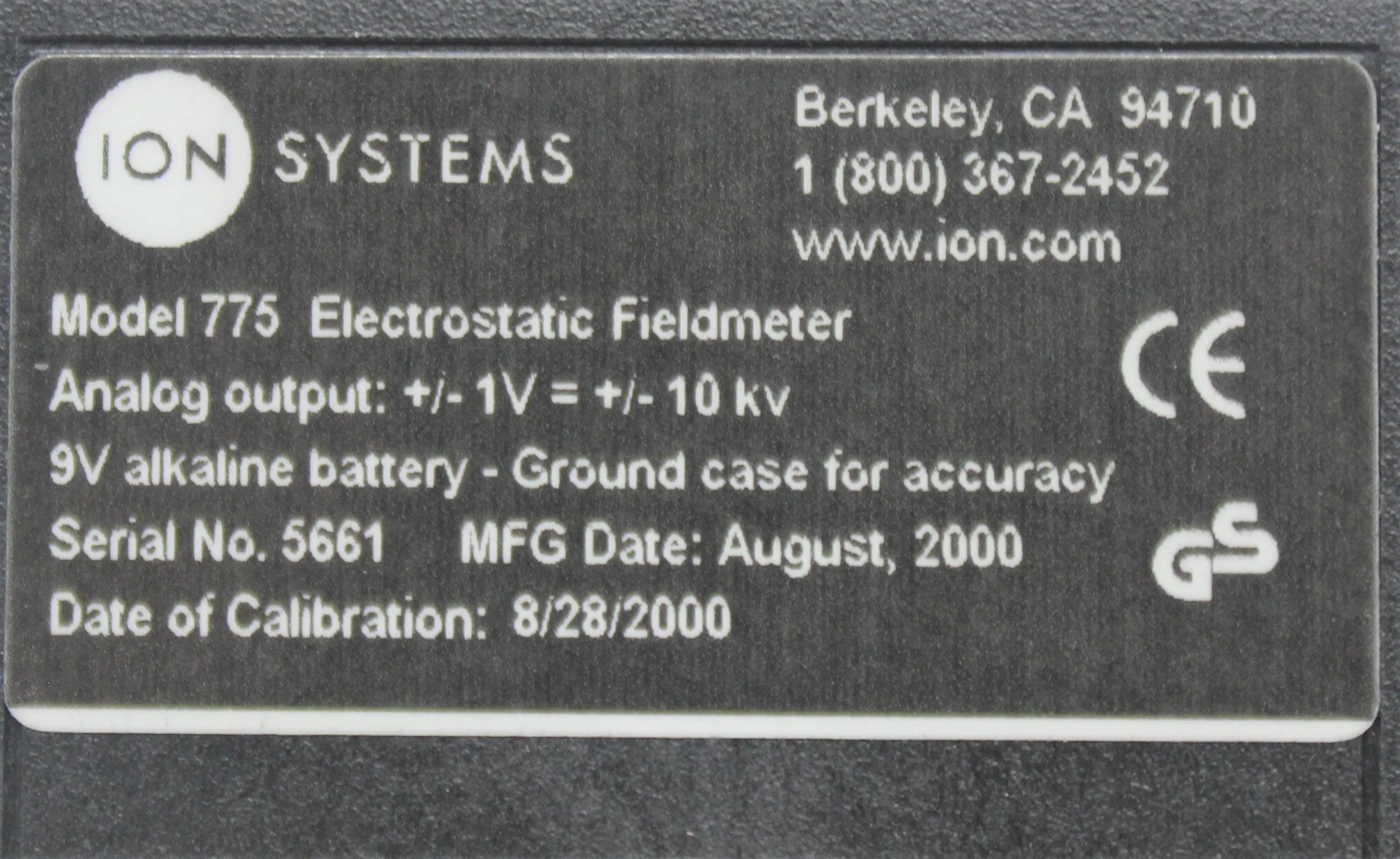 ION Systems Periodic Verification System Model 775PVS