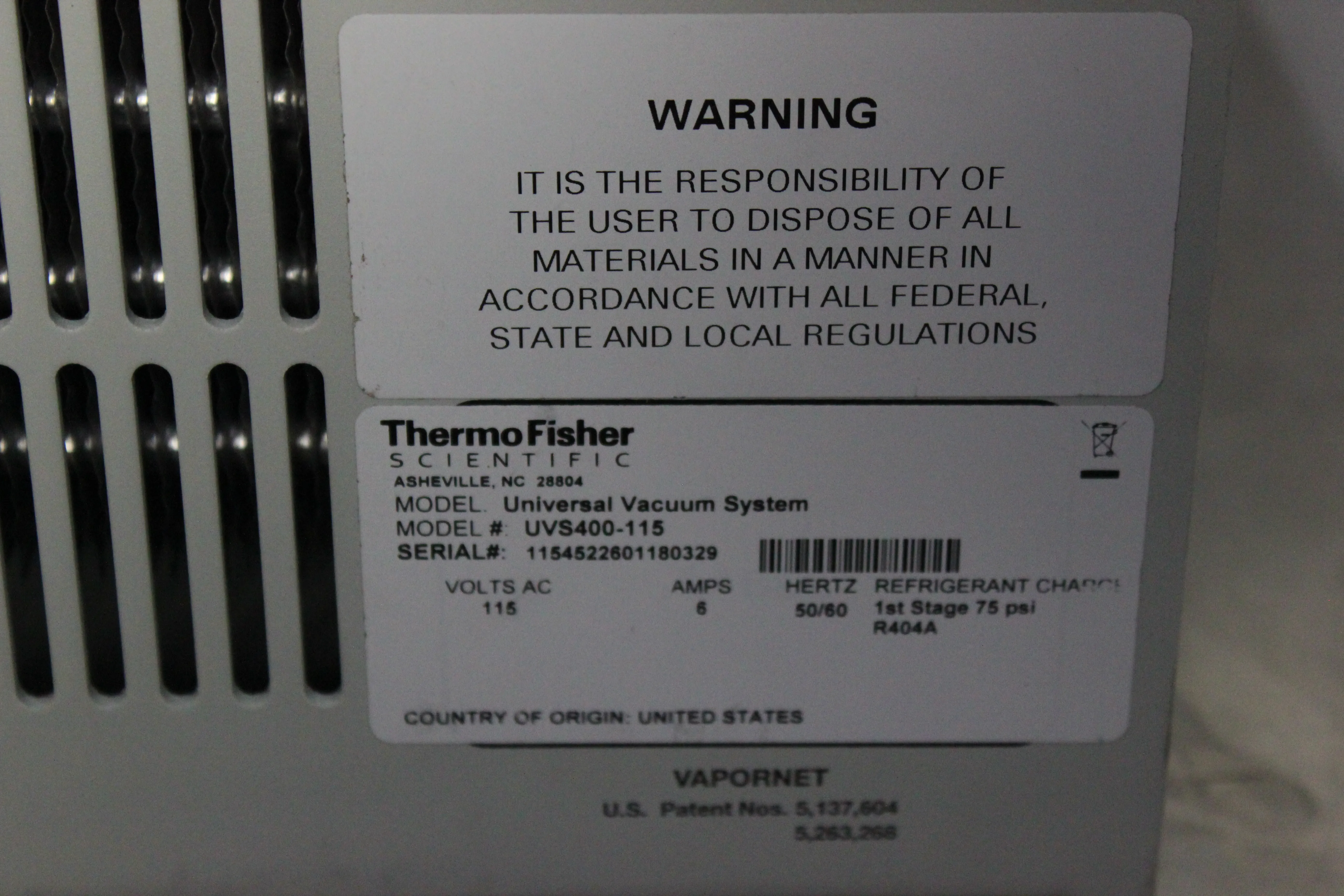 Thermo Fisher UVS 400-115 SpeedVac Vacuum System with Refrigerated Vapor Trap - Used (1154522601180329)