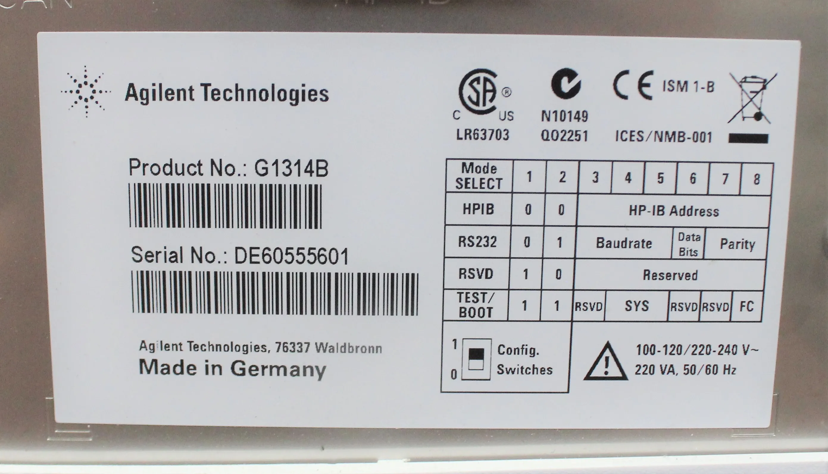 Agilent 1200 Series HPLC System with G1311A Quaternary Pump, G1329A Thermal Autosampler, and more