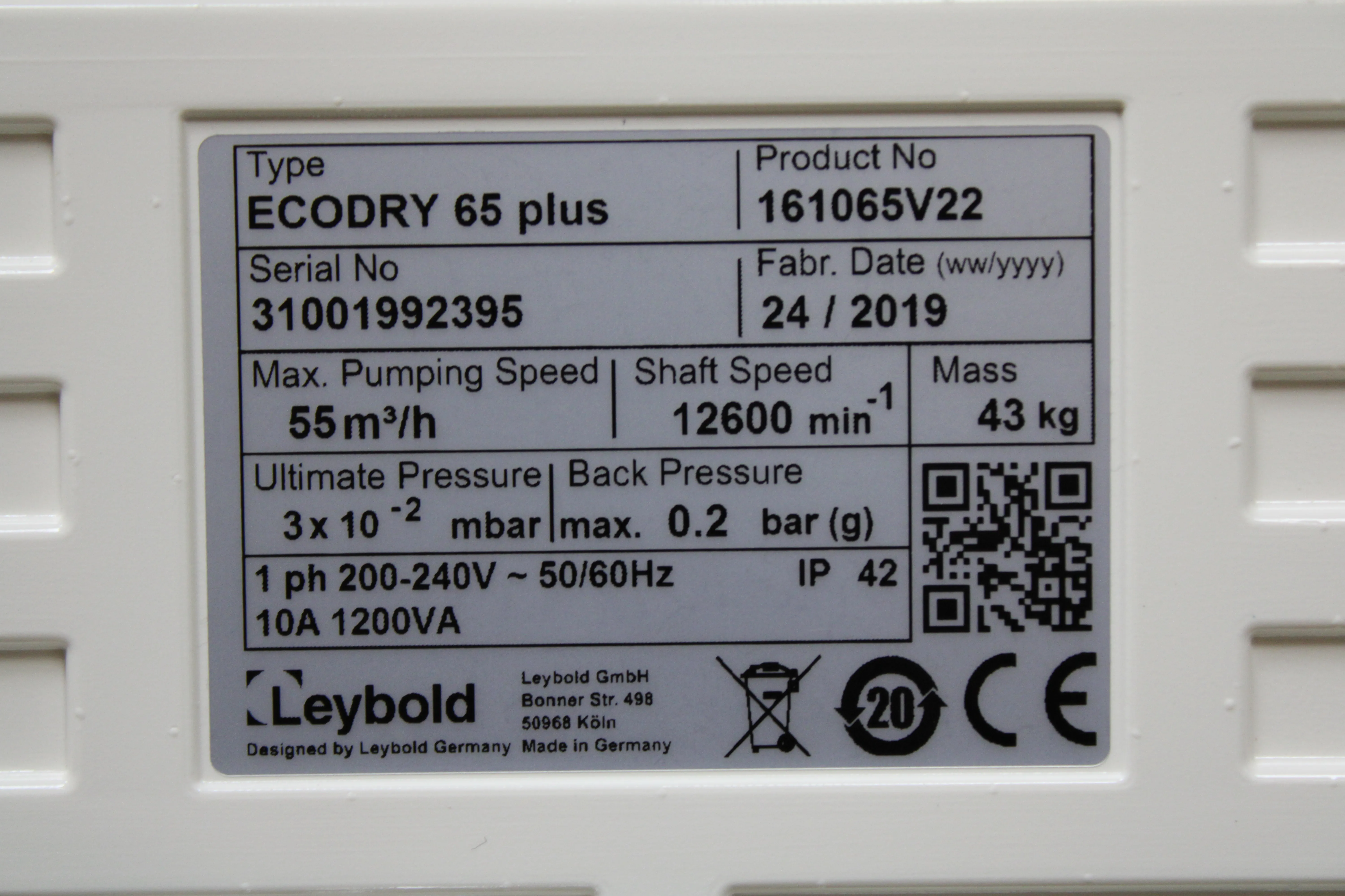 Used leybold Ecodry 65 Plus Vacuum Pump