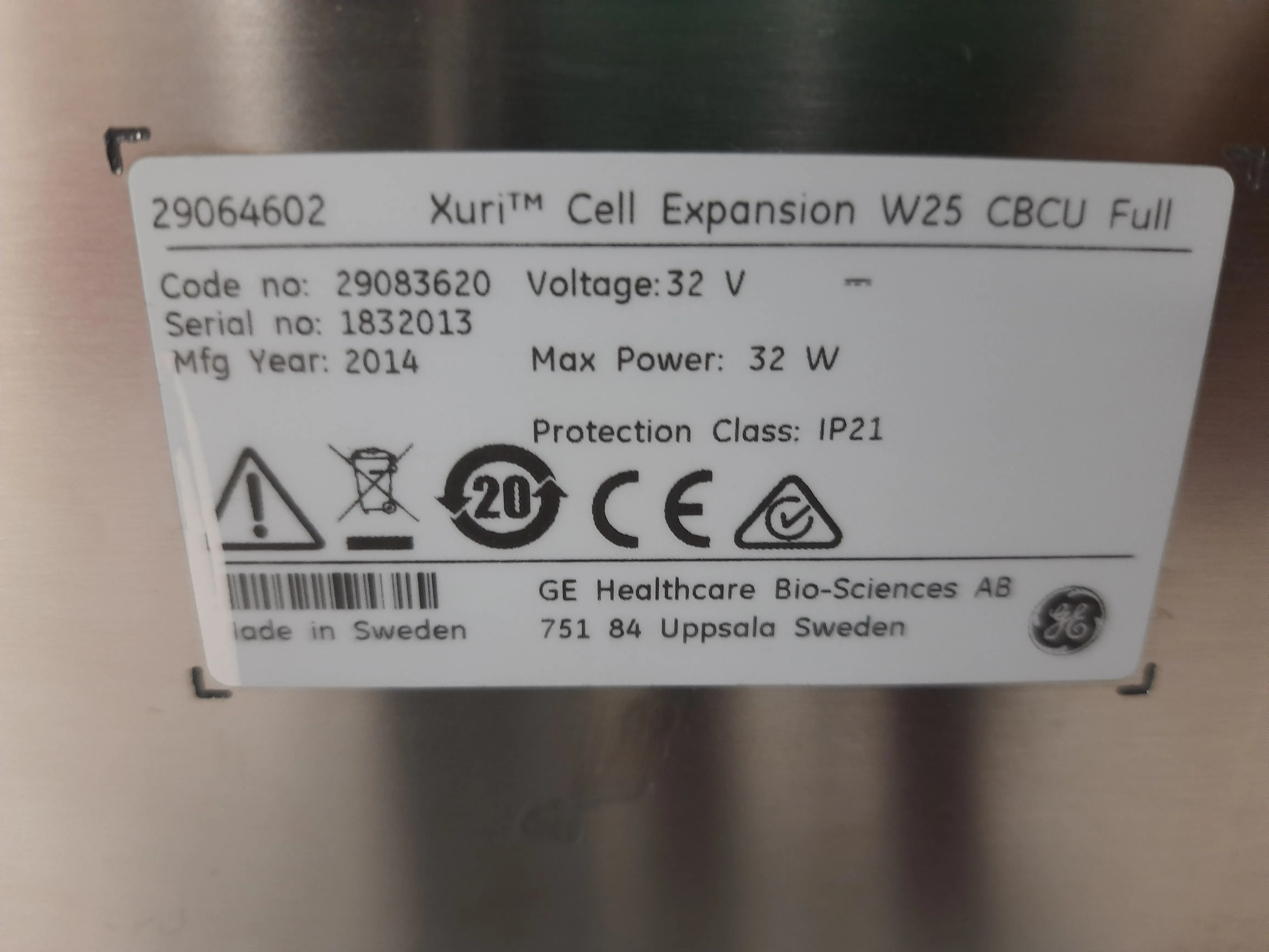 GE Healthcare Xuri Cell Expansion System W25 29-0645-68 - Used