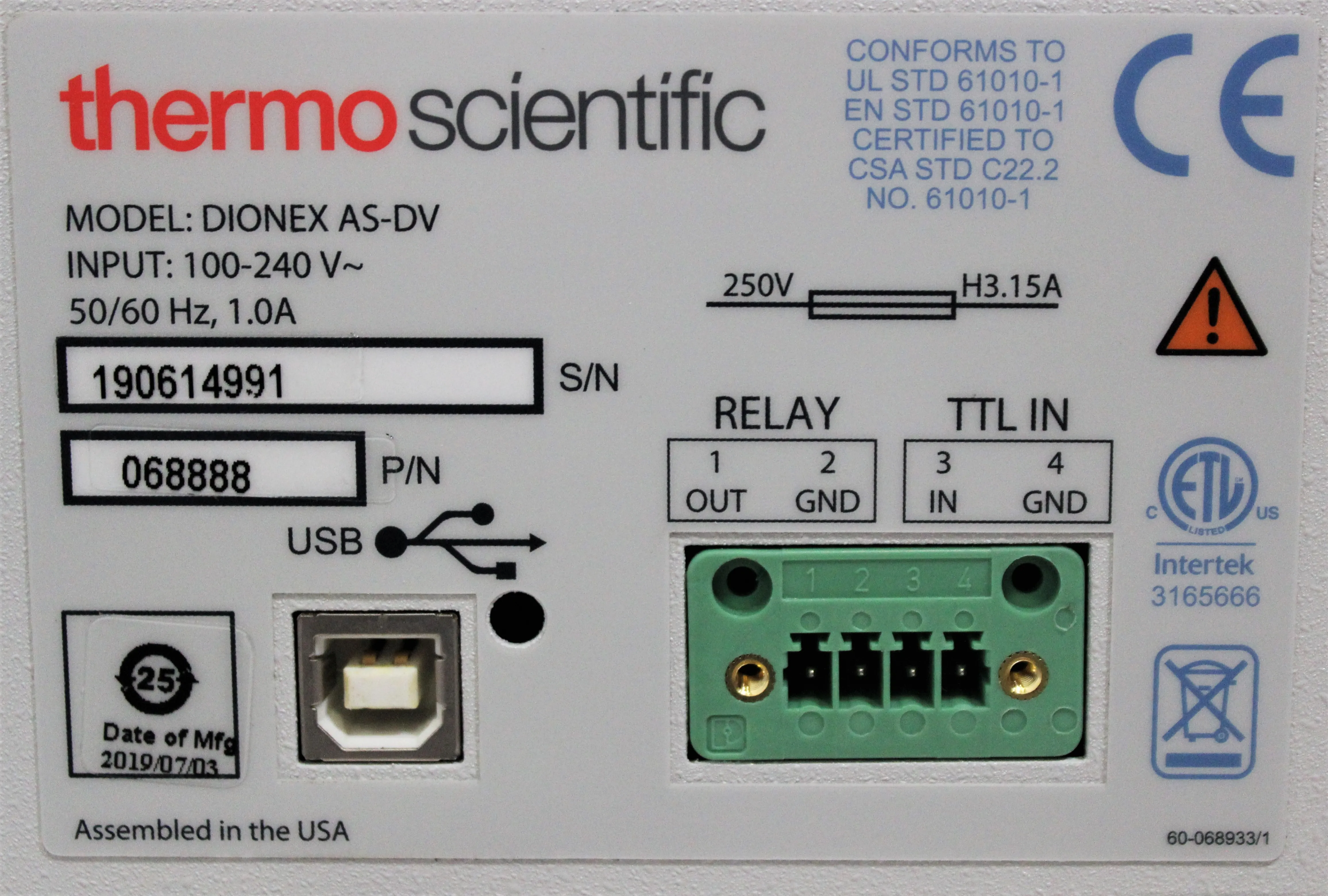 Thermo Scientific Dionex AS-DV Autosampler