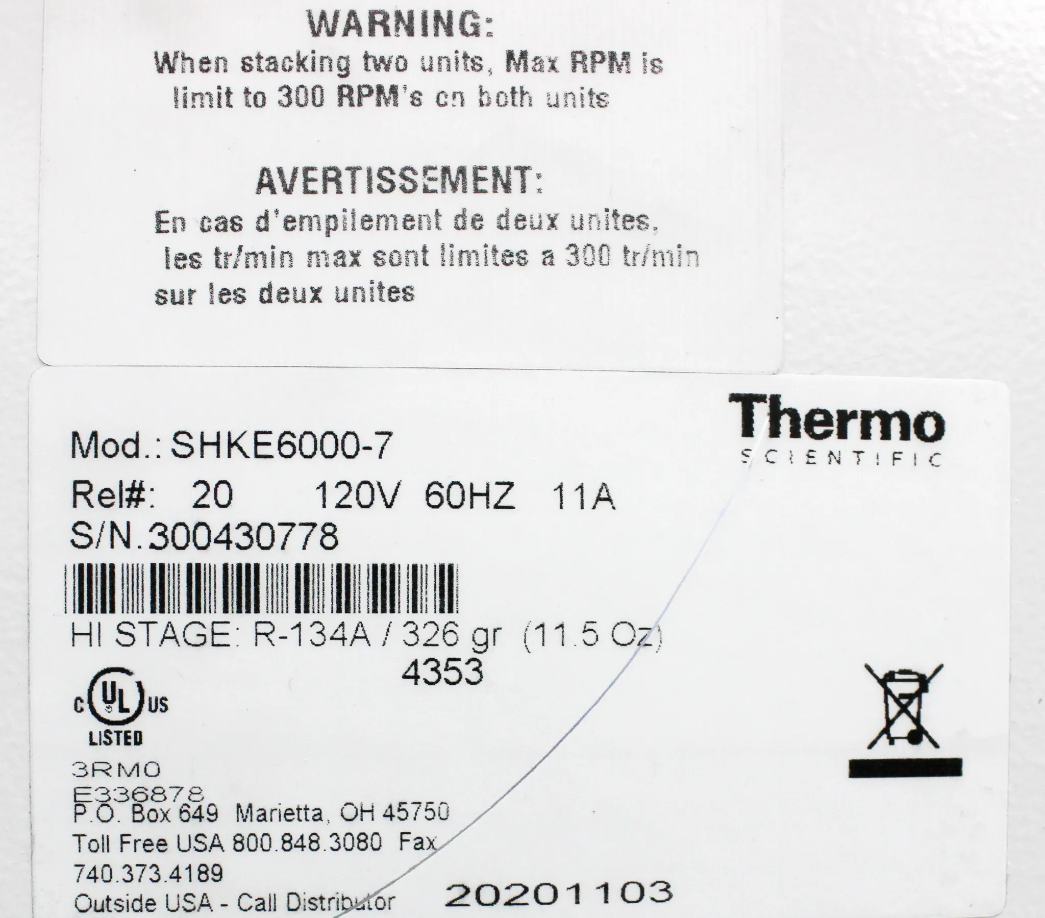 Thermo Scientific MaxQ 6000 Double Stack Incubated Refrigerated Orbital Shaker SHKE6000-7 & SHKE6000