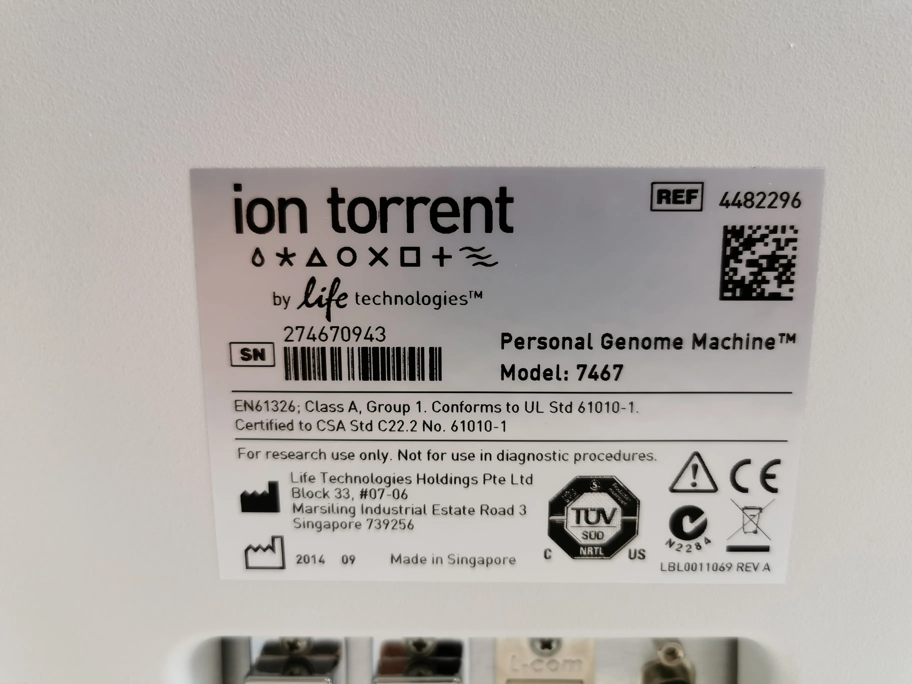 Ion Torrent 7467 Personal Genome PGM System