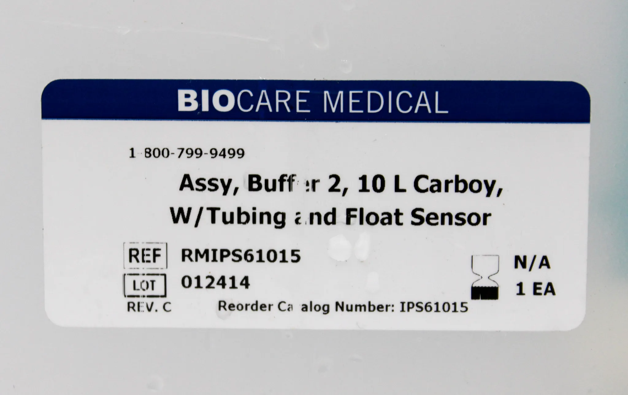 Biocare Medical Waste Carboy Assy, Buffer 2, 10L w/ Tubing and Float Sensor