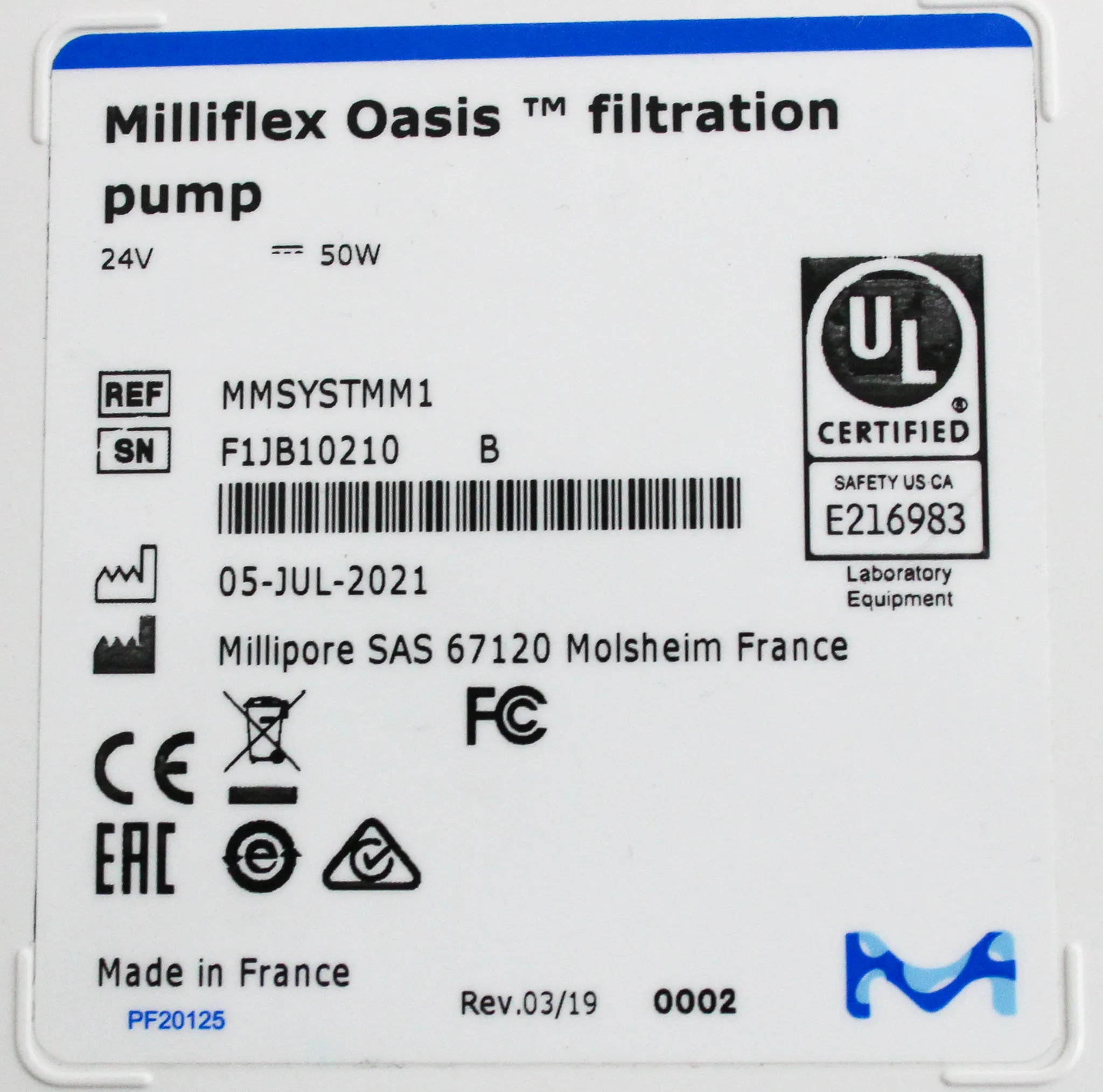 Millipore Milliflex Oasis Filtration Pump MMSYSTMM1