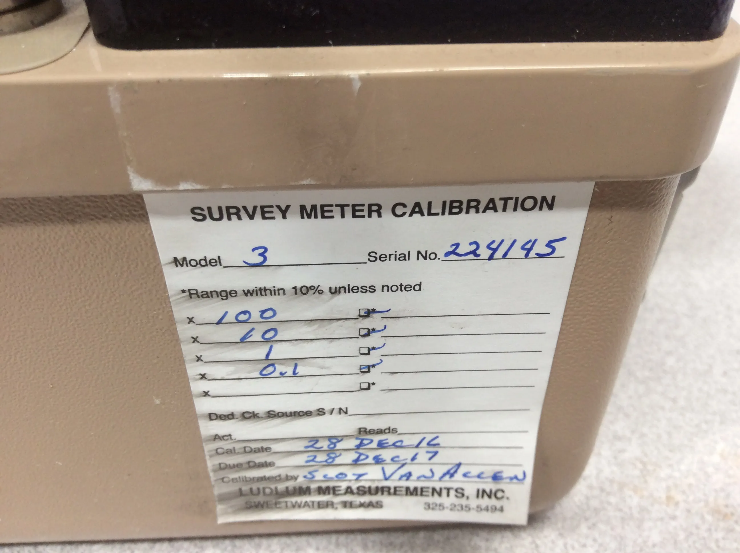 Ludlum 3 Radiation Survey Meter W/ 44-9 GM Pancake Probe