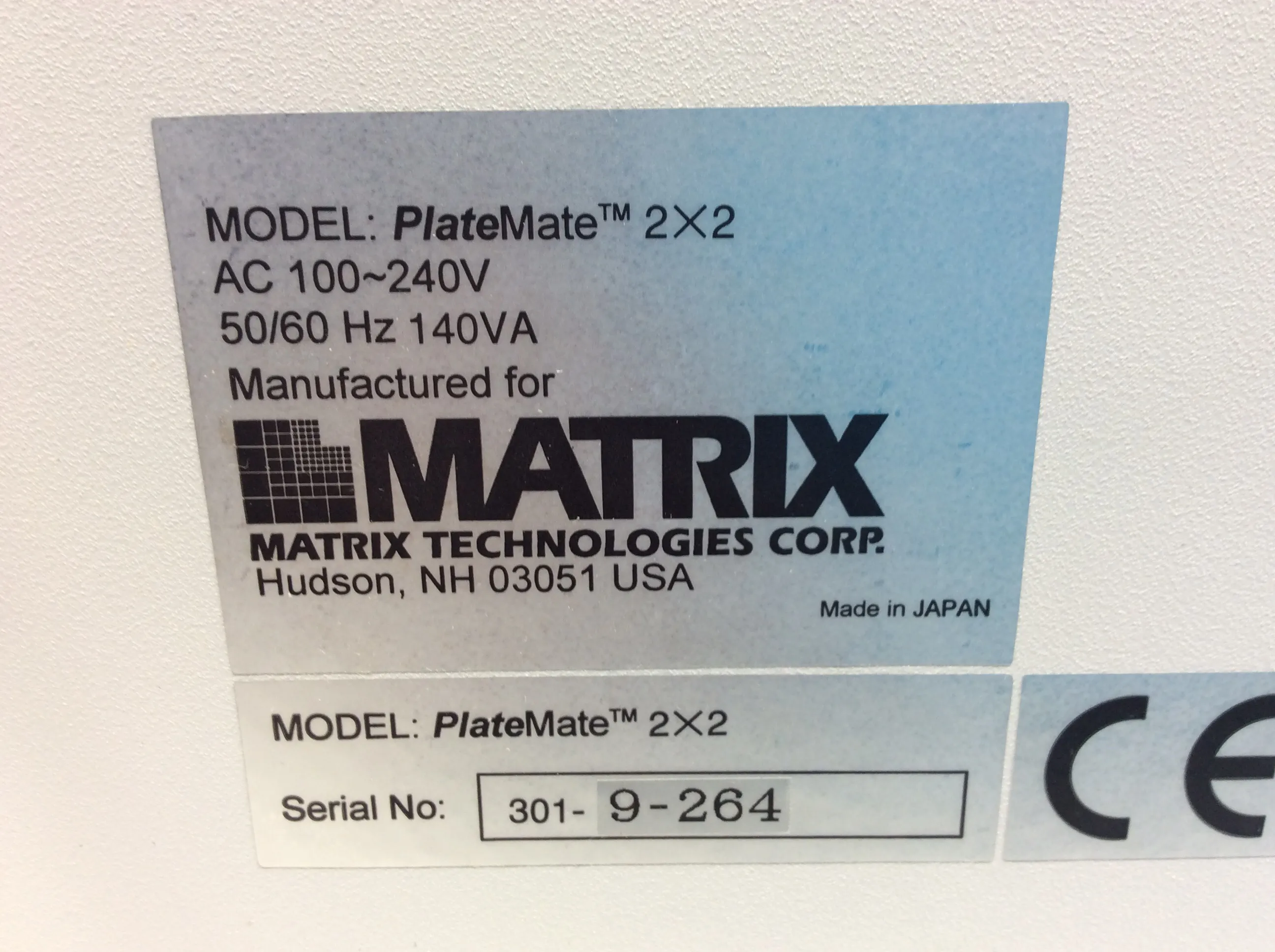 Matrix Technologies PlateMate 2 x 2 Sequenom Automated Pipetting Workstation