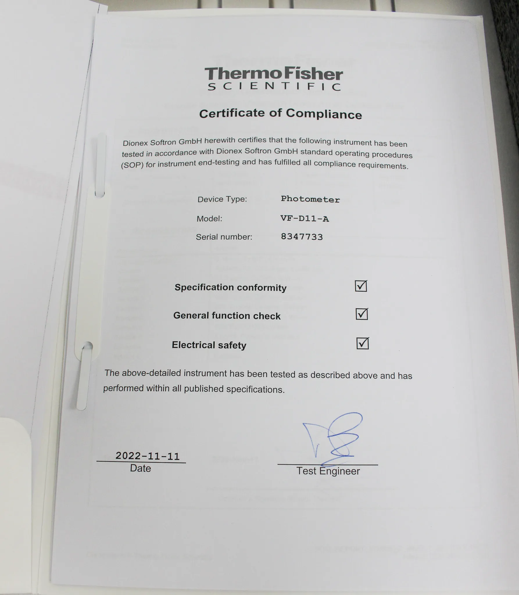 Thermo Scientific Vanquish Diode Array Detector FG P/N VF-D11-A