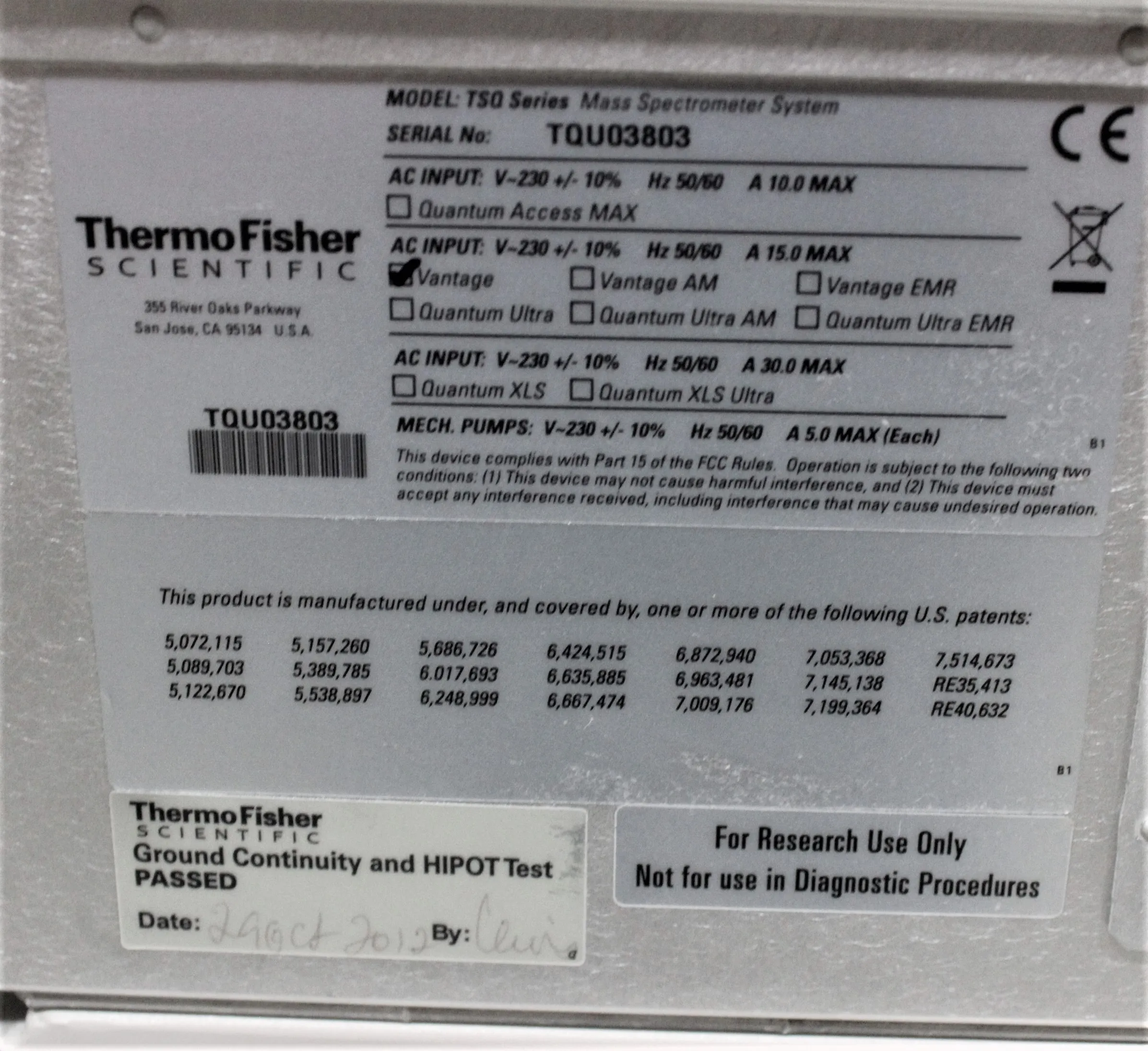 Thermo Scientific TSQ Vantage Triple Quadrupole Mass Spectrometer