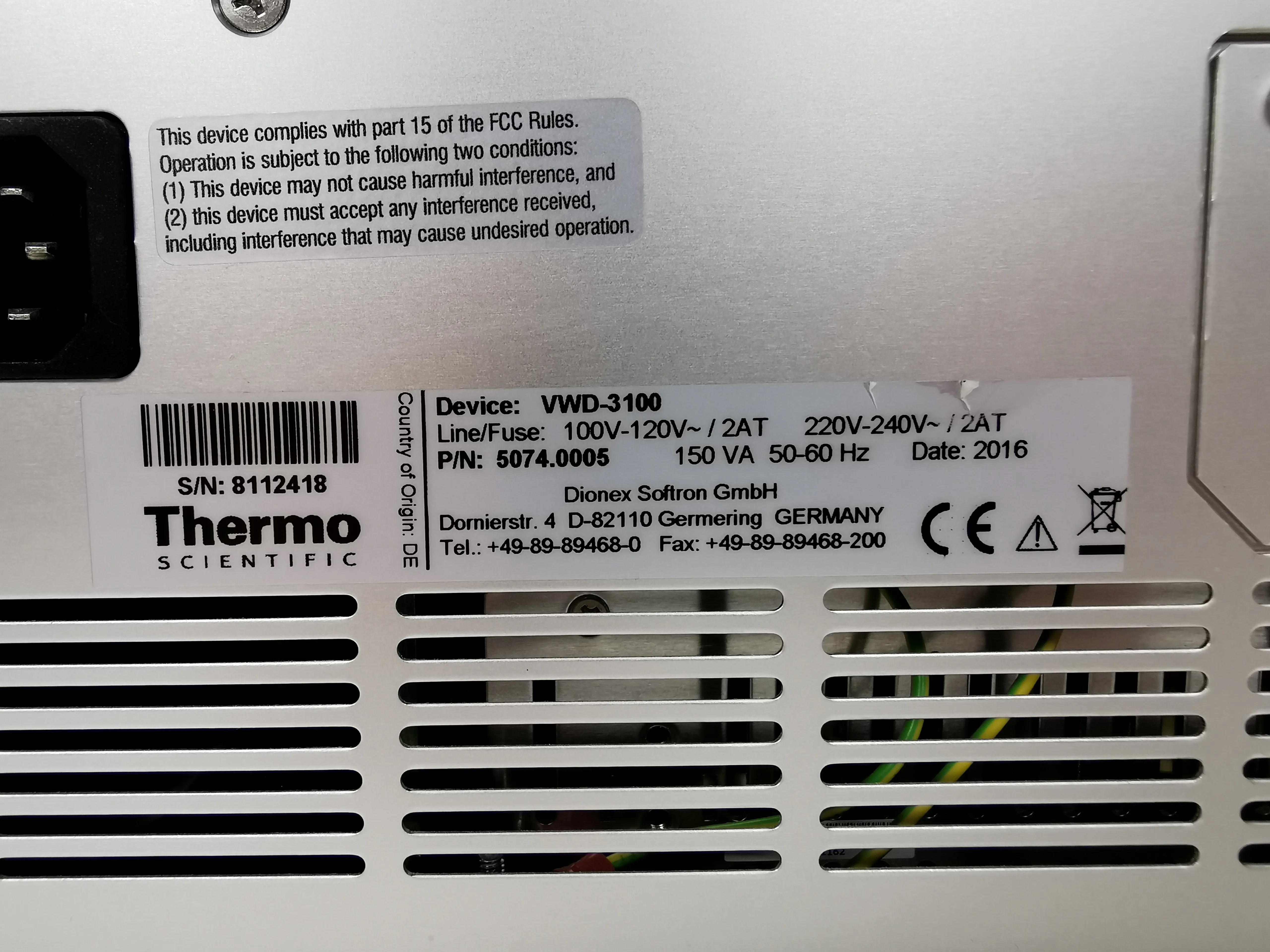 Dionex UltiMate 3000 VWD-3100 Variable Wavelength Detector