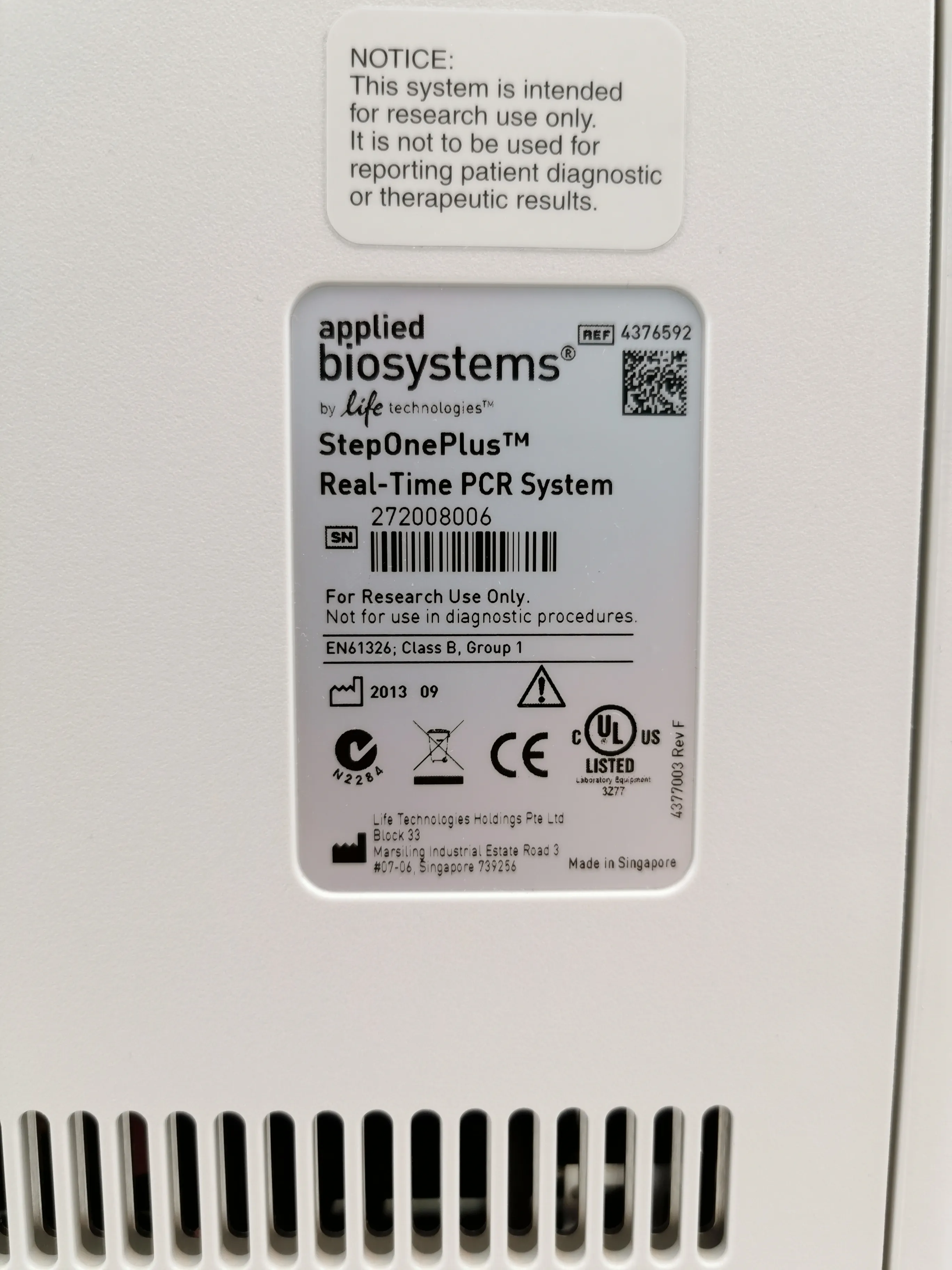 Applied Biosystems StepOne Plus Real-Time PCR System #4376592