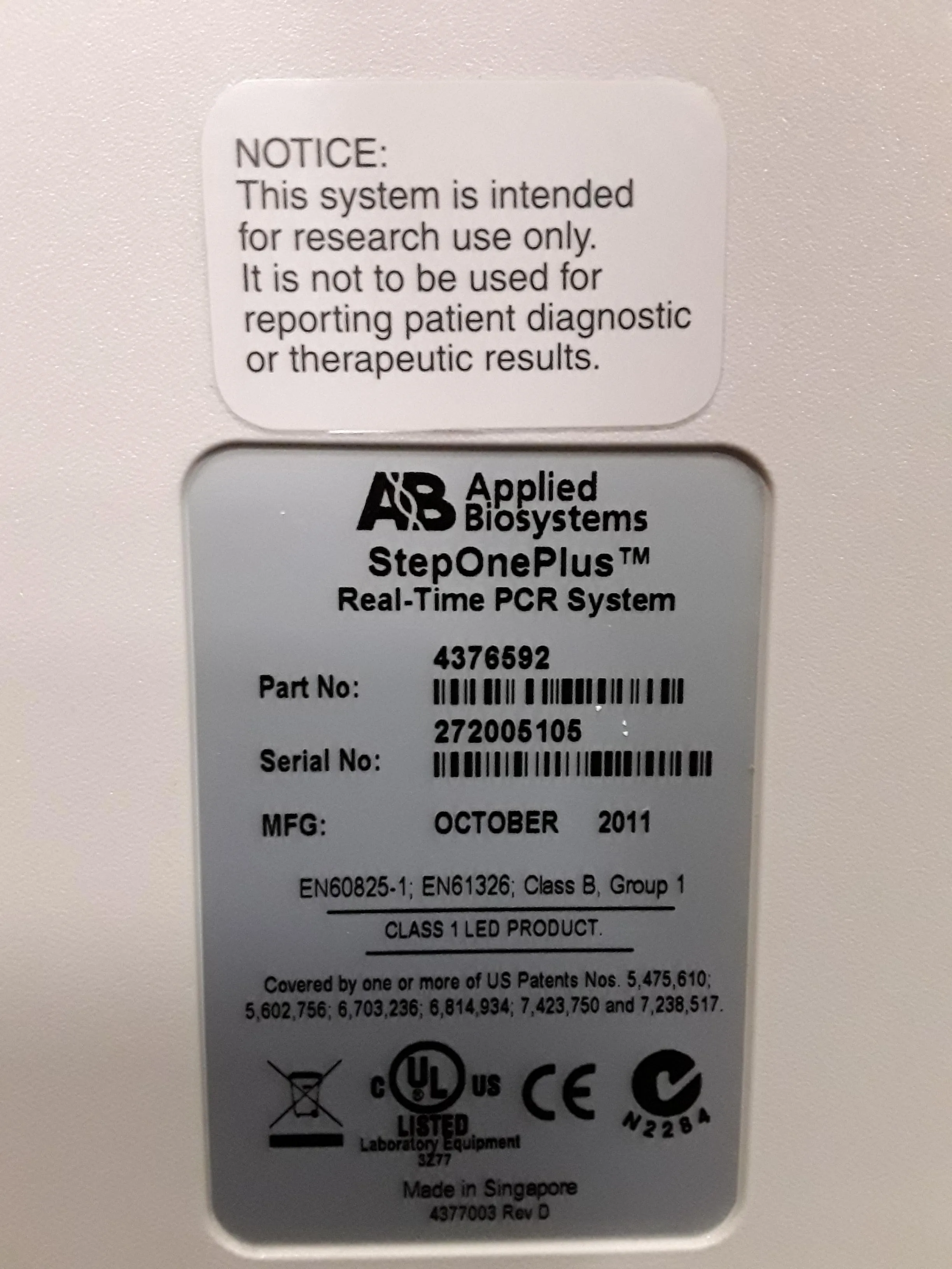 Applied Biosystems StepOne Plus Real-Time PCR System 96-Well