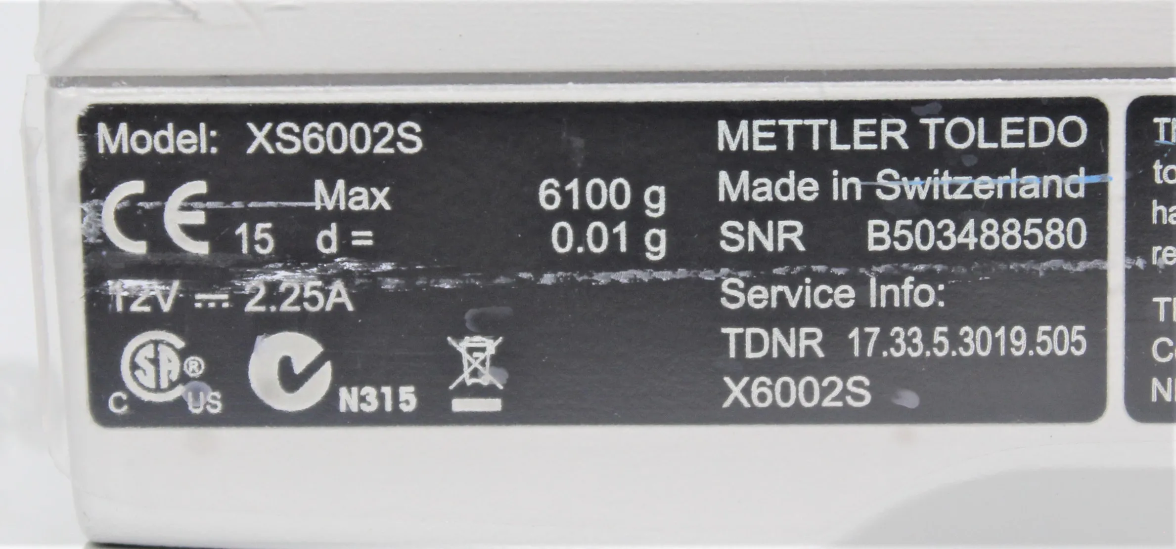 Mettler-Toledo XS6002S Precision Balance Scale