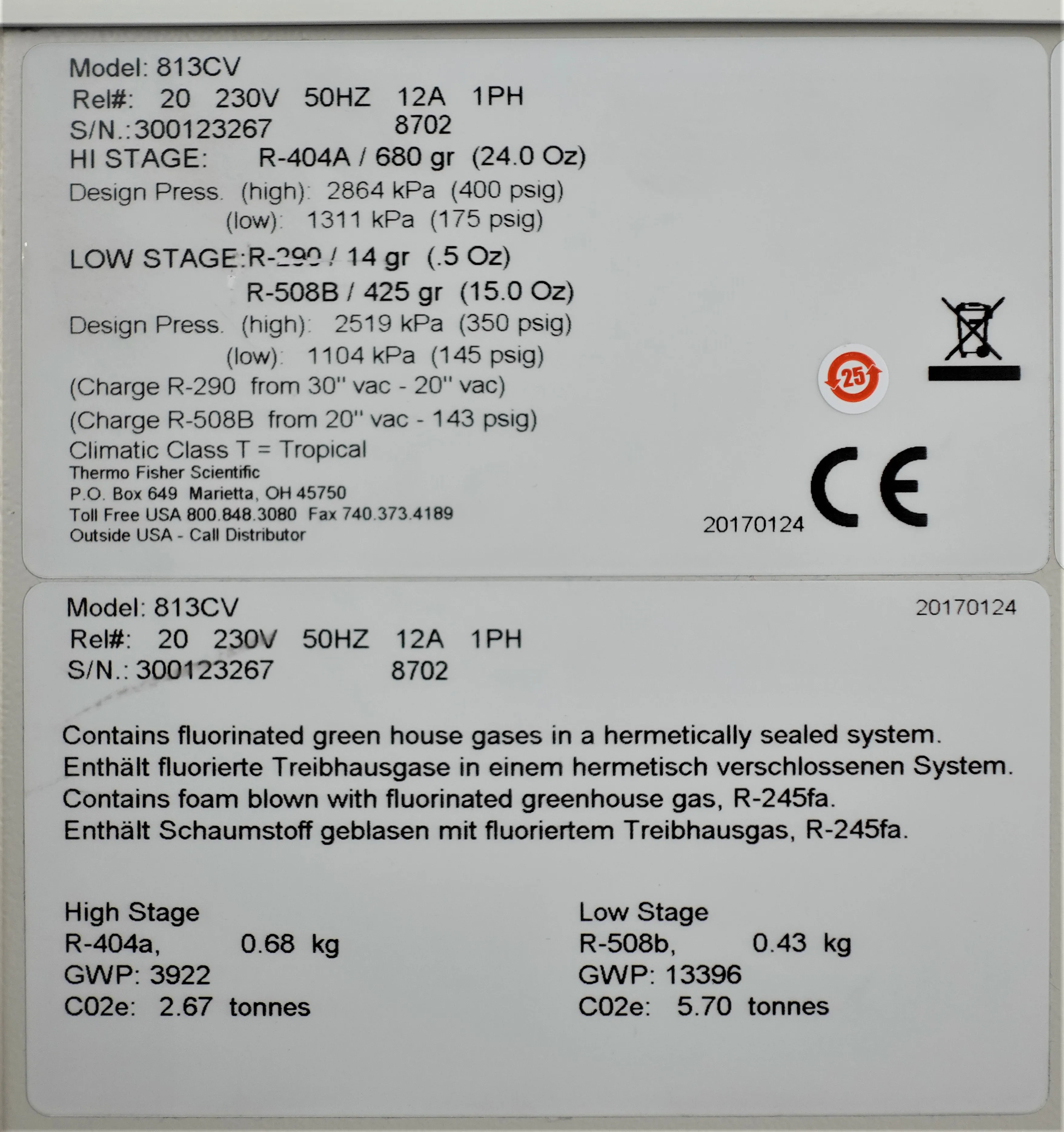 Thermo Fisher Forma 8600 Ultra Low Chest Freezer -86C Model 813CV