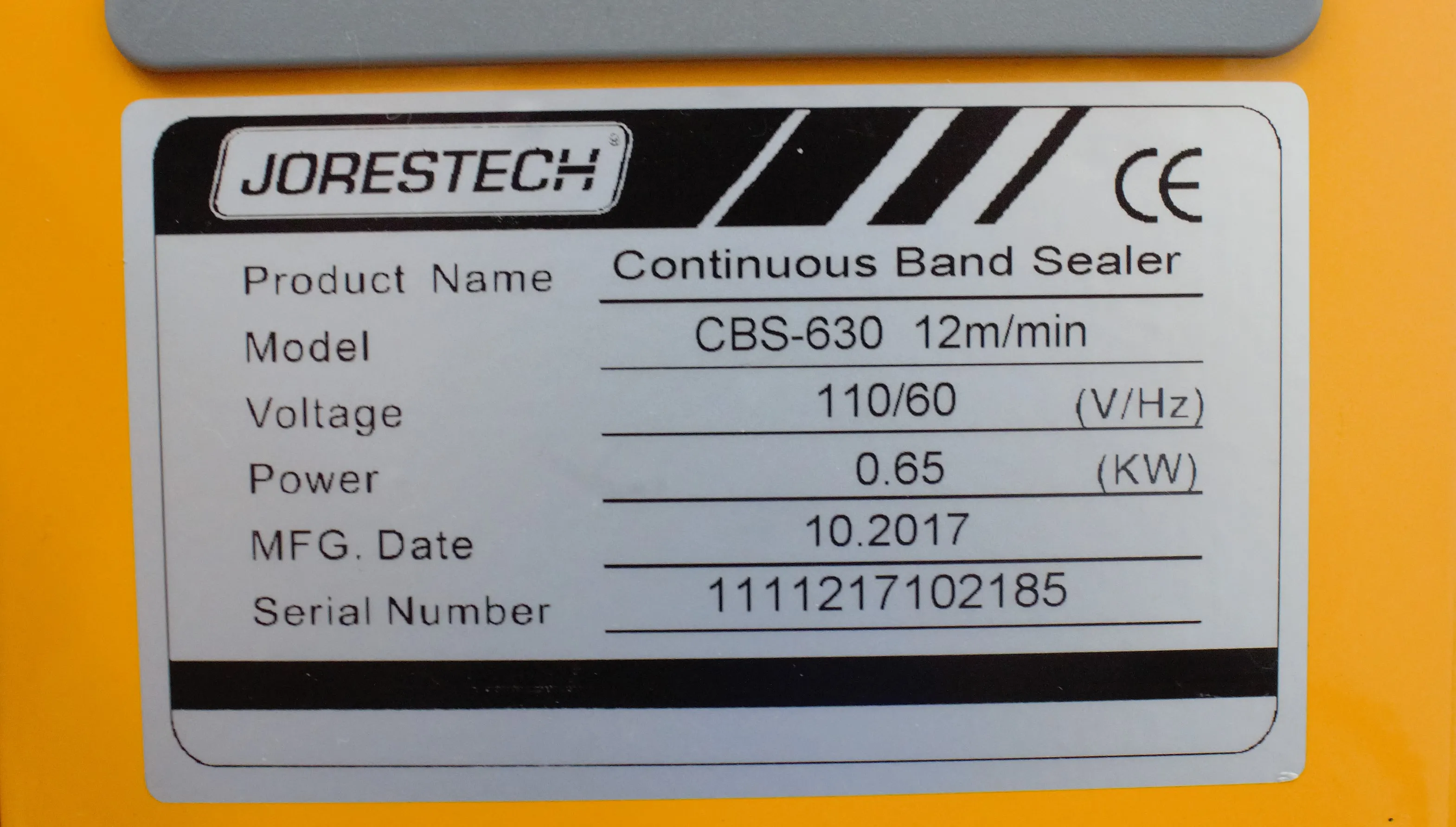 JORESTECH CBS-630 Continuous Band Sealer for Medium-Duty Bag Sealing