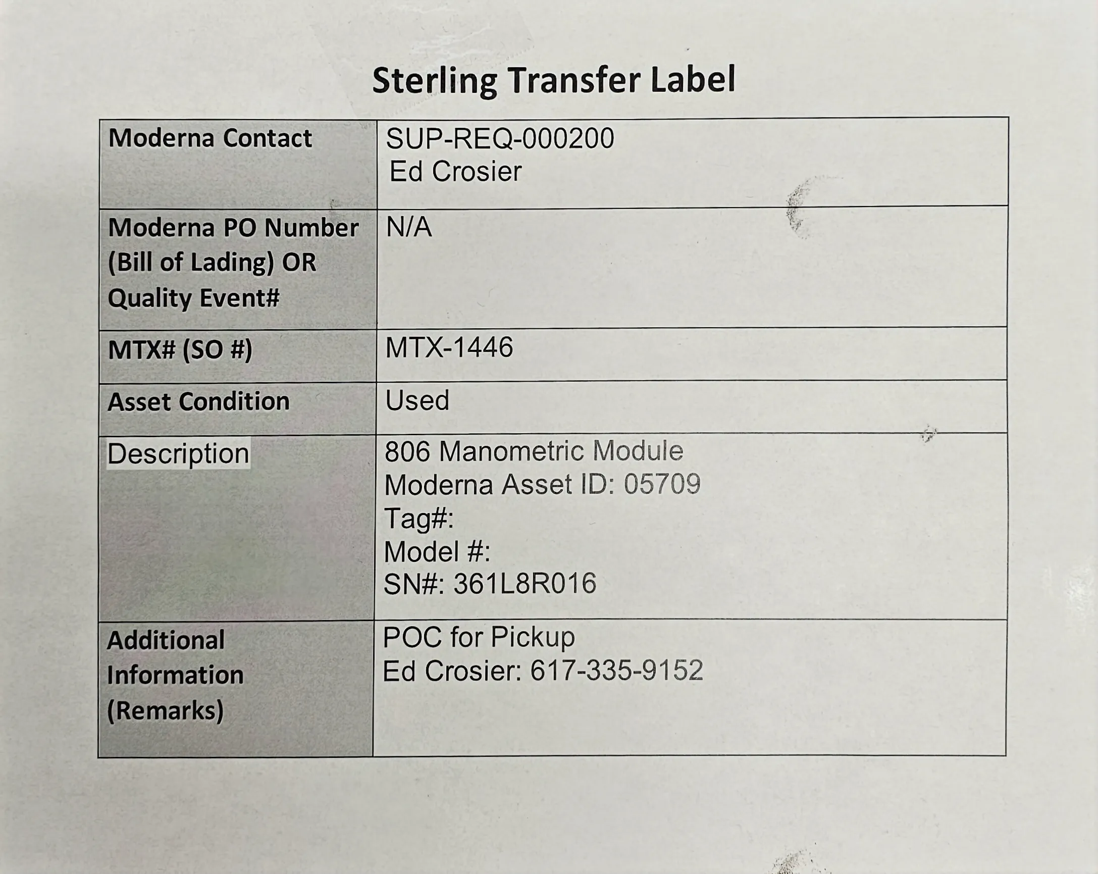 Gilson 806 Manometric Module 806 HPLC System Accessory