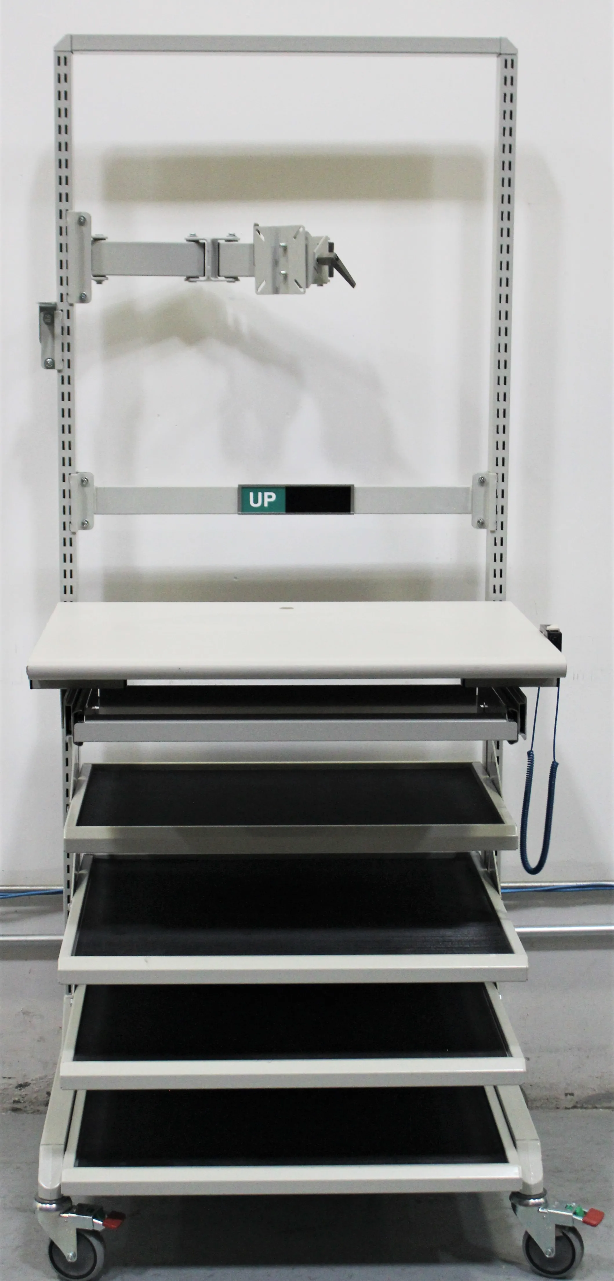 Sovella Lab Work Bench with Non-Slip Rubber Shelves, Keyboard Drawer, and Monitor Latch