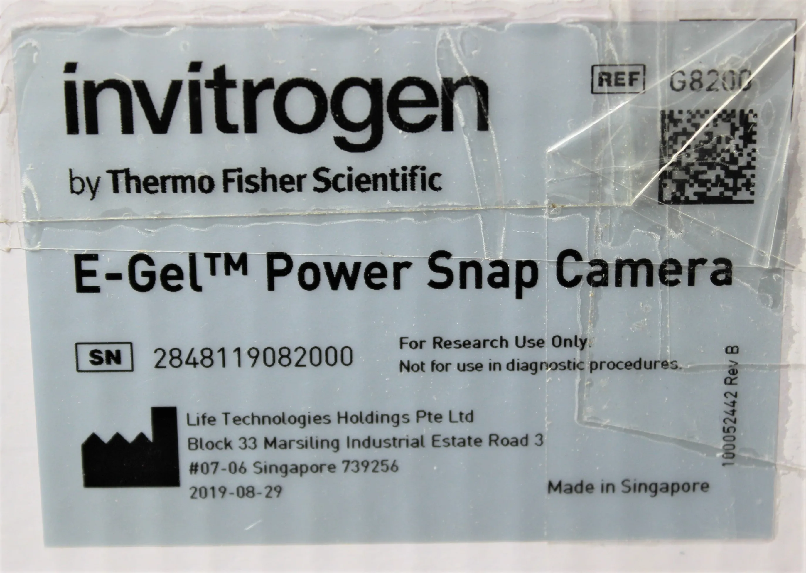 Invitrogen E-Gel Power Snap Camera G8200 Used Lab Accessory