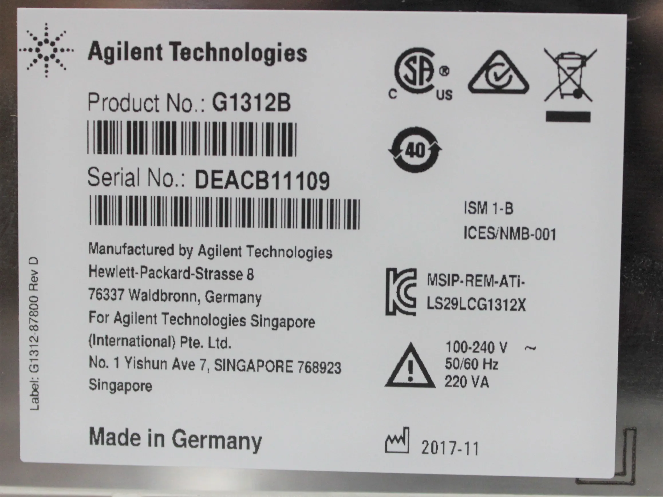 Agilent G1312B 1260 Infinity Binary Pump HPLC System