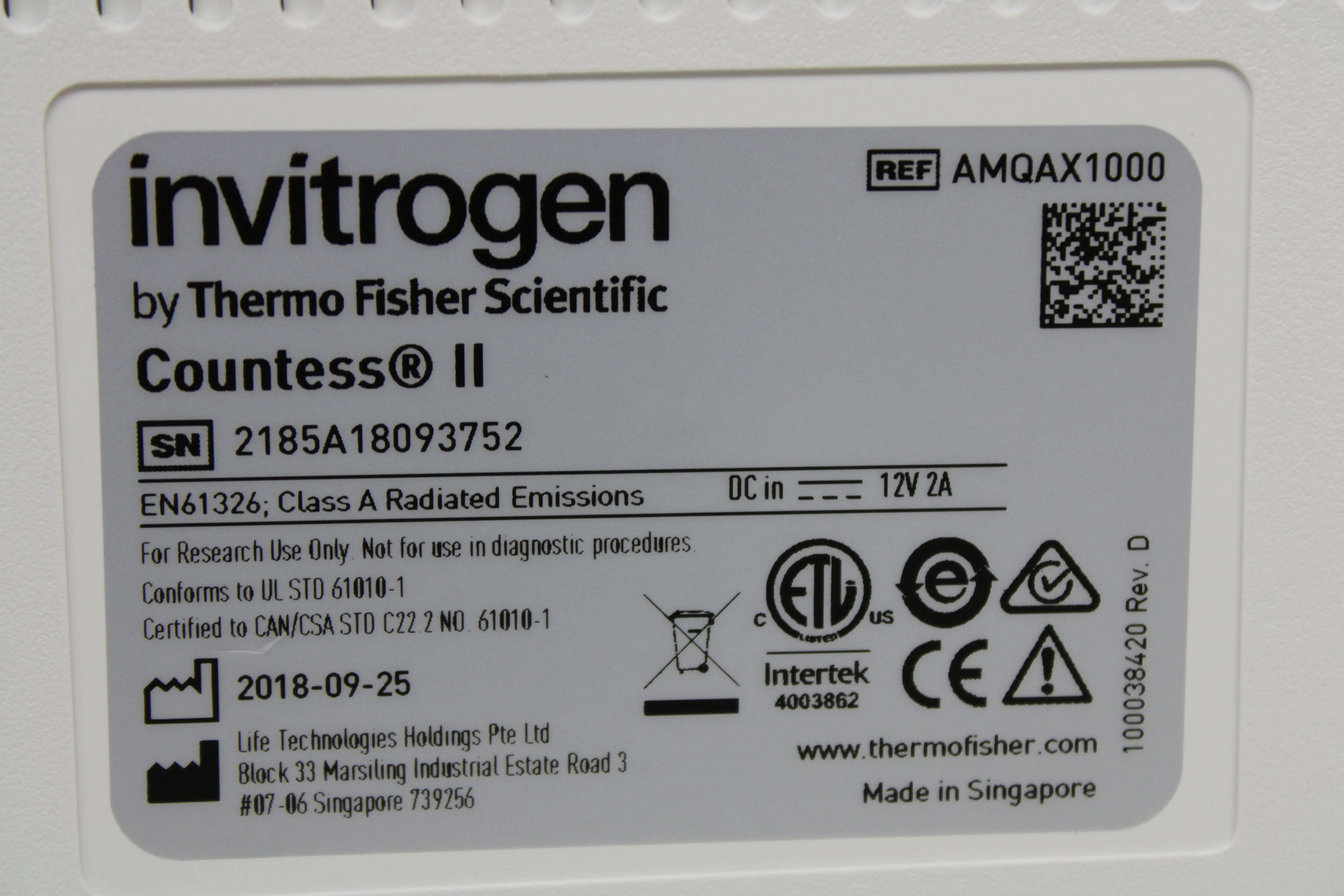 Used Invitrogen Thermo Fisher Countess II Automated Cell Counter