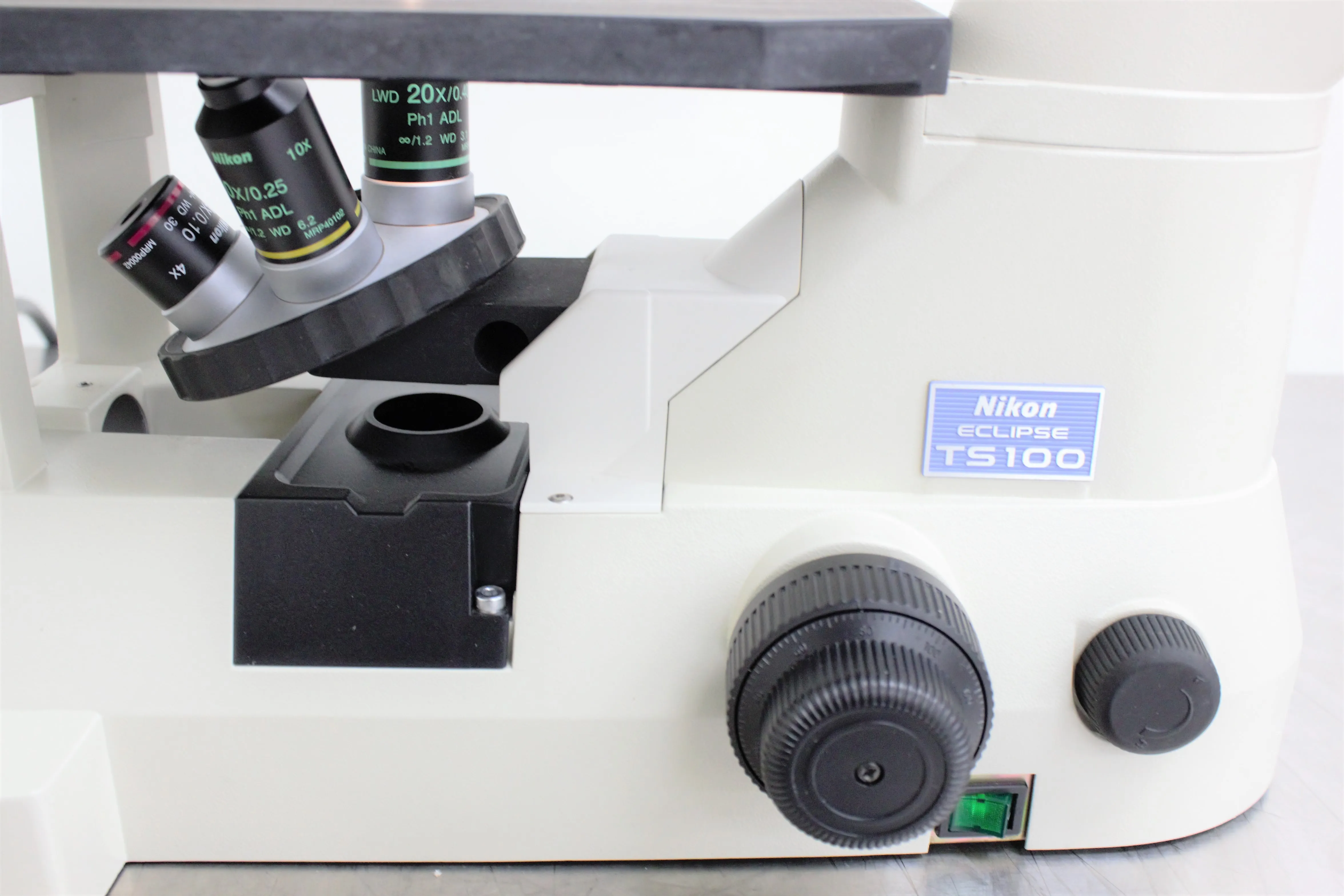 Nikon Eclipse TS100-F Inverted Microscope with Epi-fluorescence, Trinocular Head, and CFI-60 Lenses